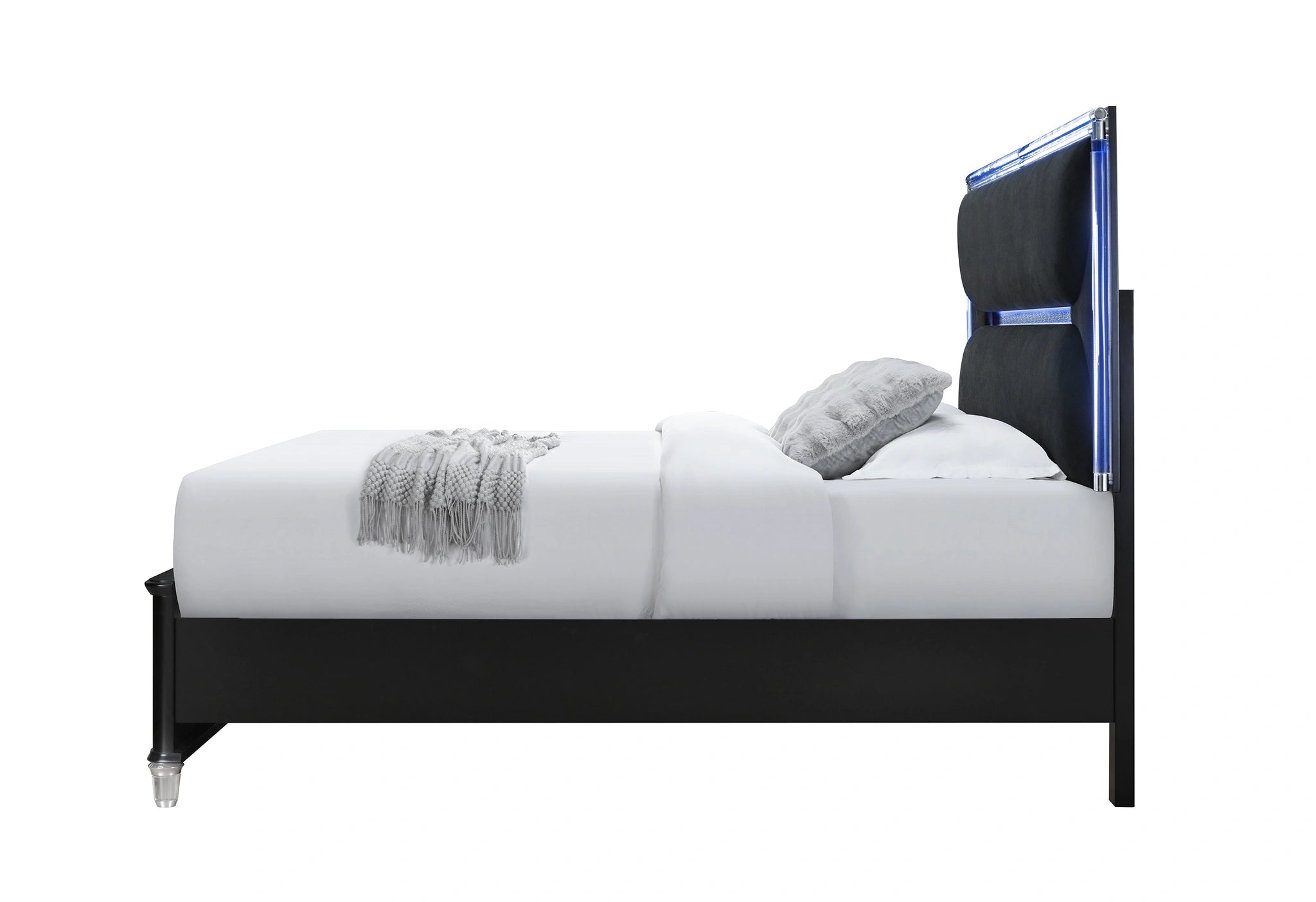 Lando Black Bed with Continuous LED
