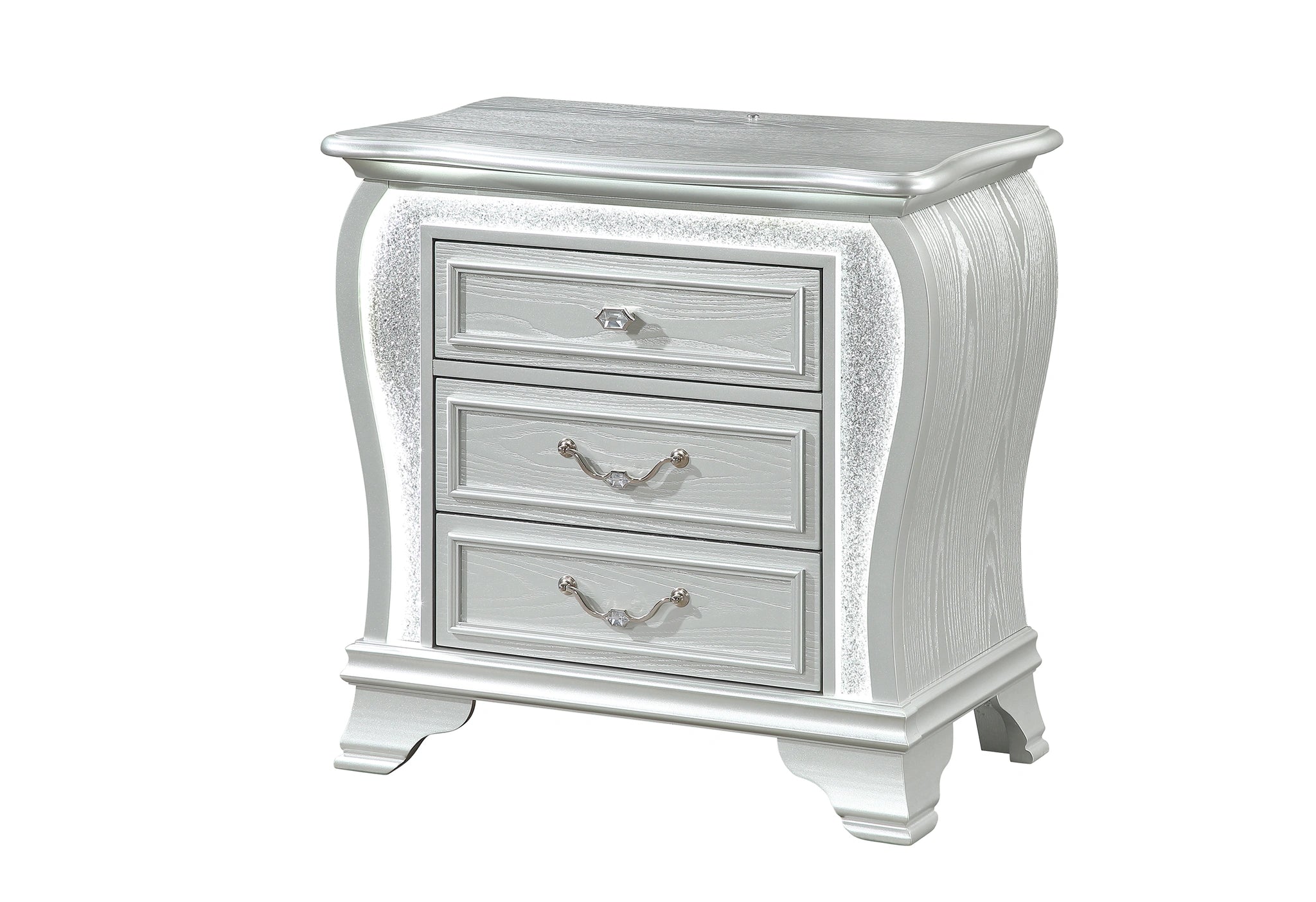 Aria Silver Nightstand with LED
