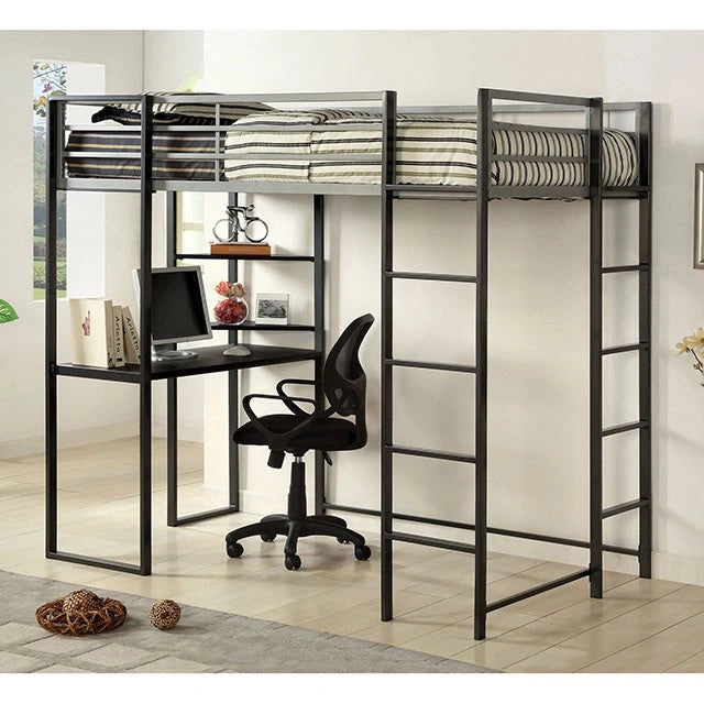Sherman Silver/Gun Metal Full & Queen Bed w/ Workstation