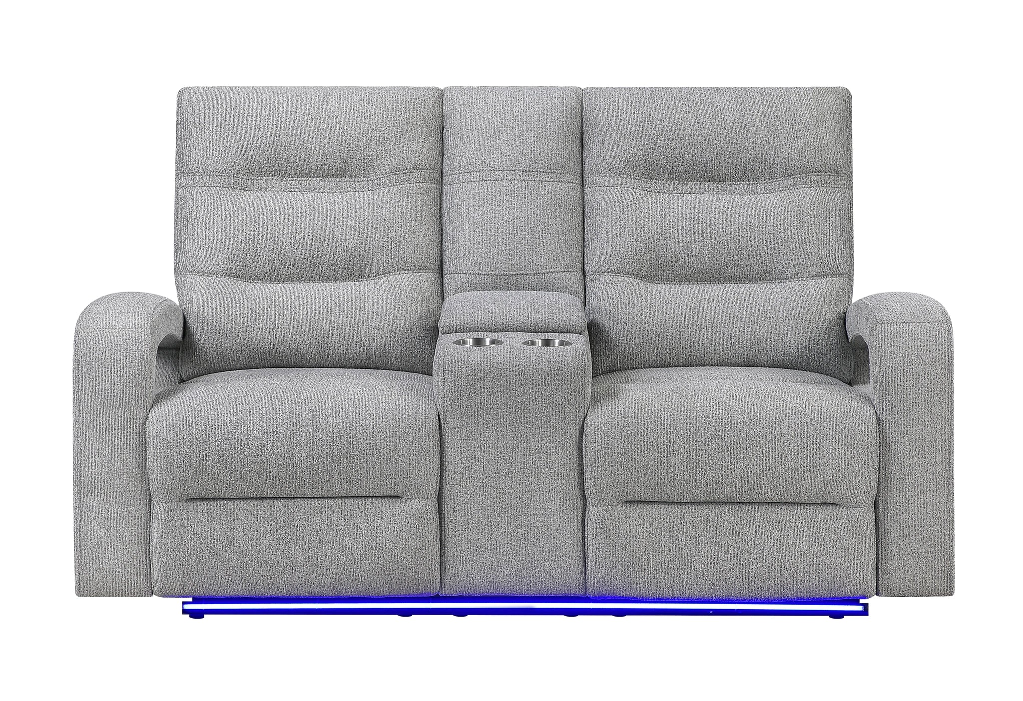 U6611 Grey 15 Power Console Reclining Loveseat with LED