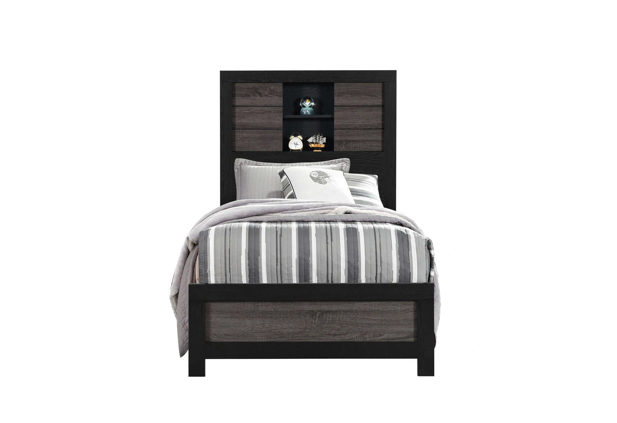 Lisbon Grey/Black Bookcase Bed