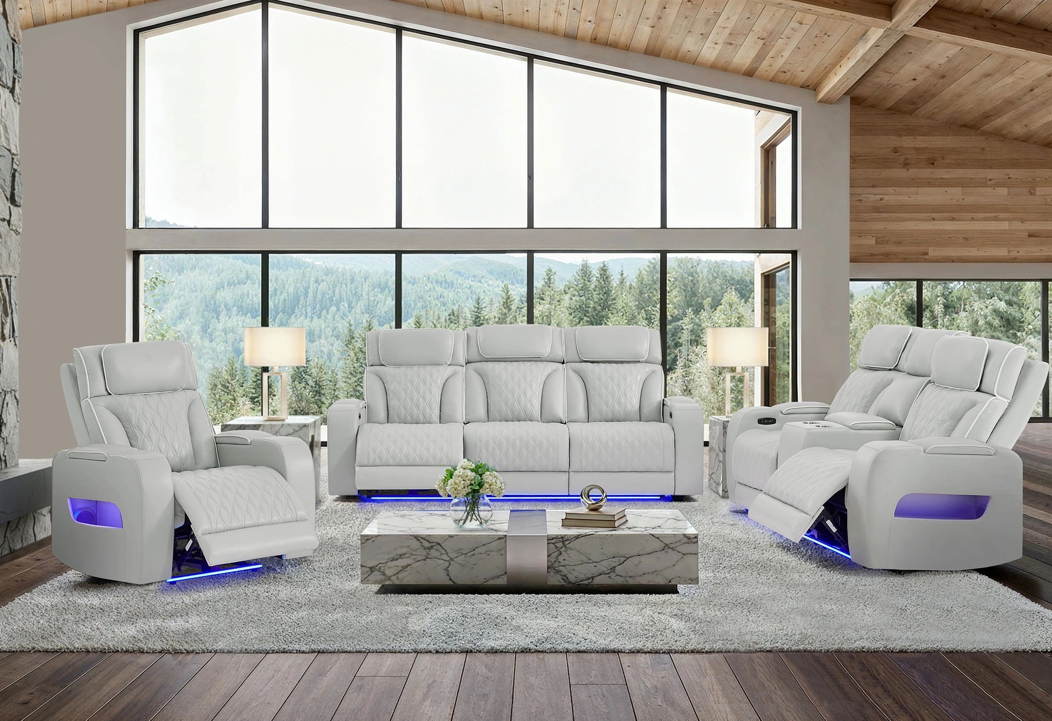 U8611 Blanche P2 Pwr Rec Sofa/Pwr Con Rec Loveseat/Pwr Rec