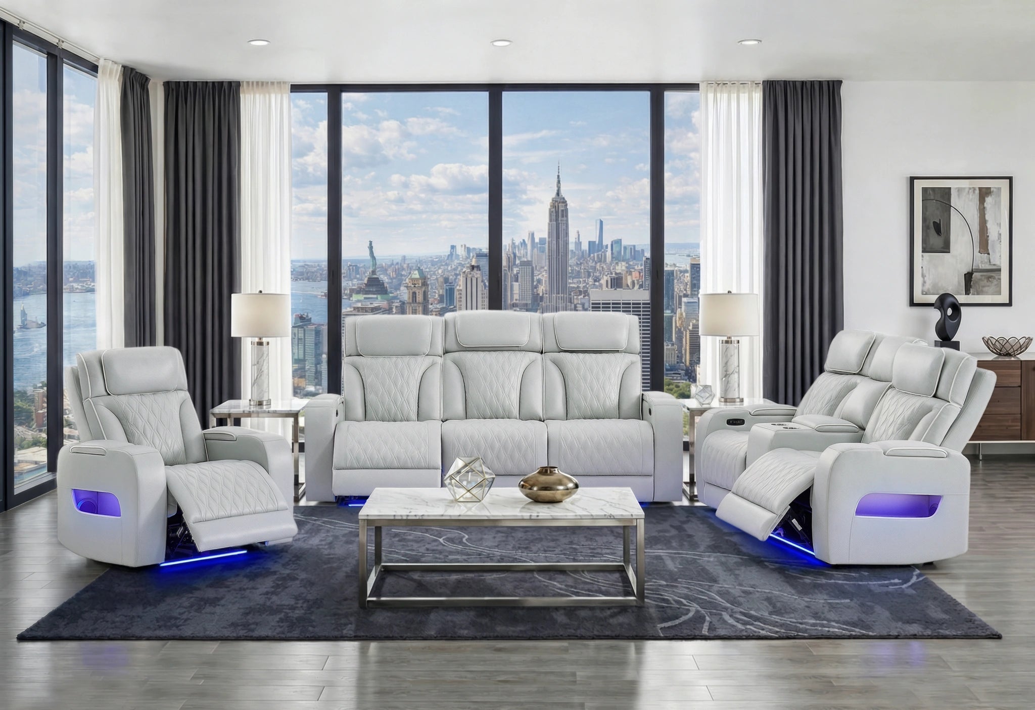 U8611 Blanche P2 Pwr Rec Sofa/Pwr Con Rec Loveseat/Pwr Rec