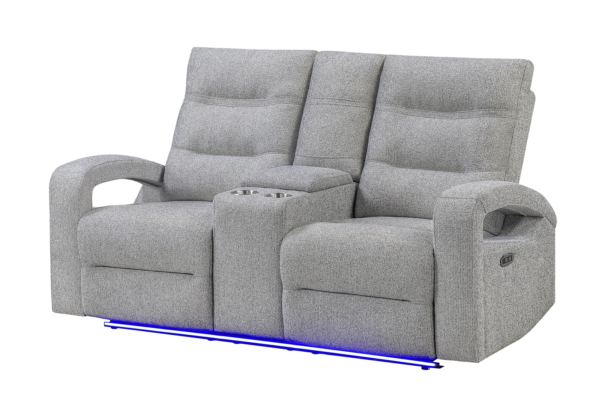 U6611 Grey 15 Power Console Reclining Loveseat with LED