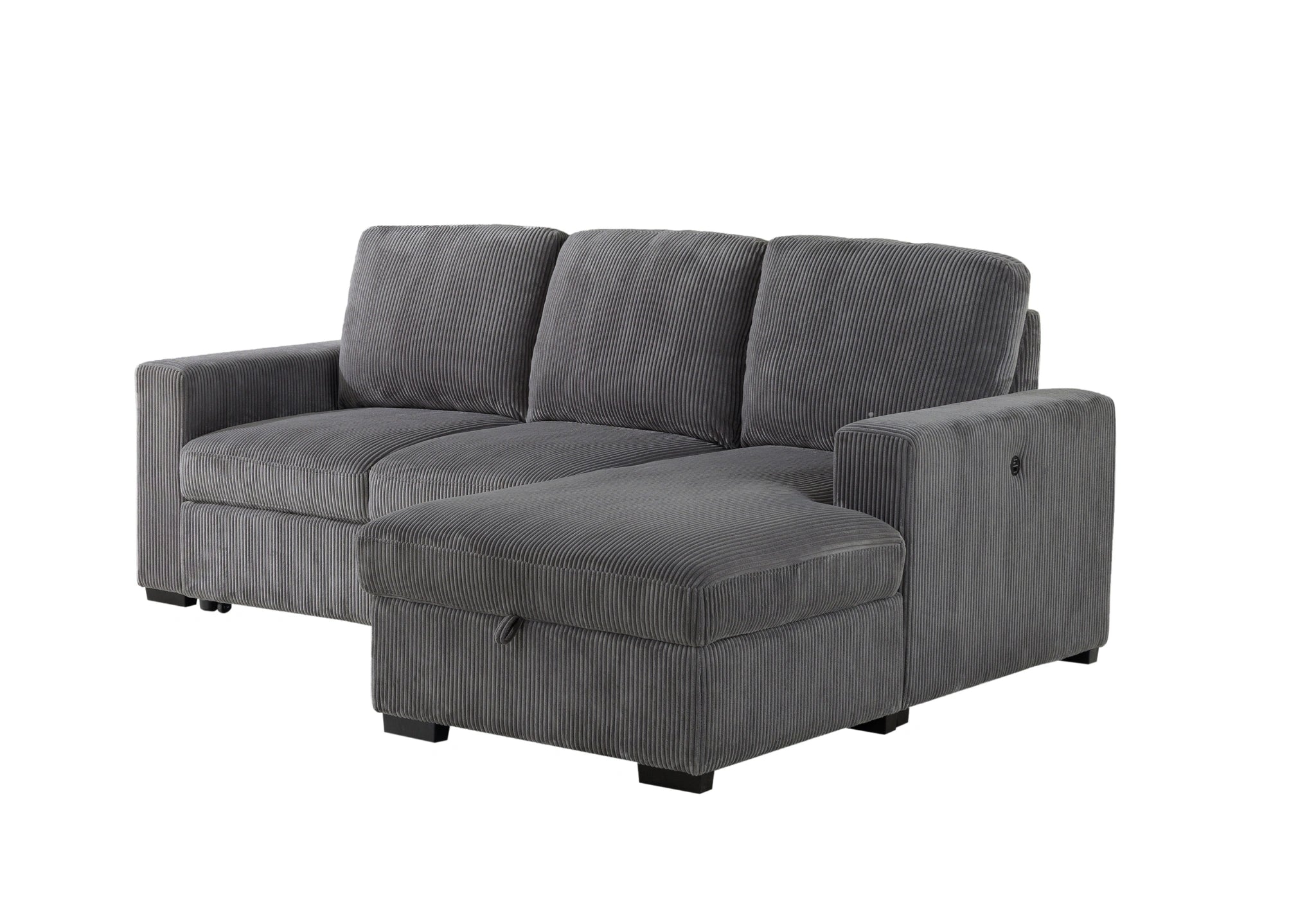 U2660 Grey L Sofa Bed Sectional with Pullout
