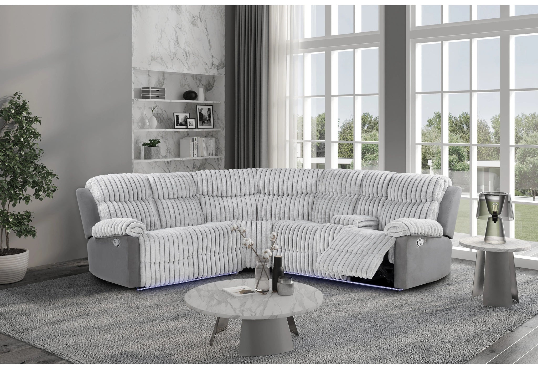U6028 Grey Sectional with LED
