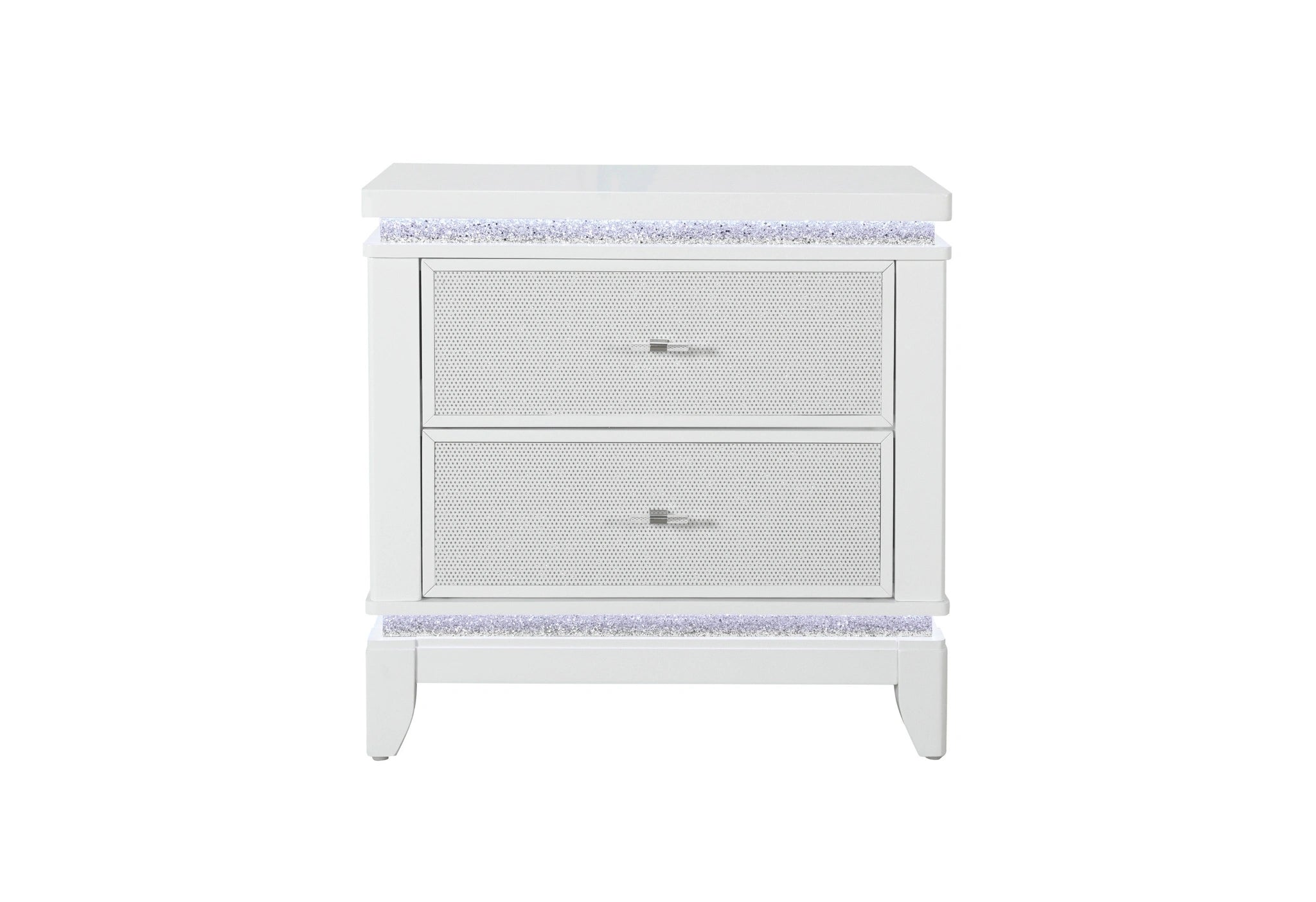 Alina White Nightstand with LED and USB