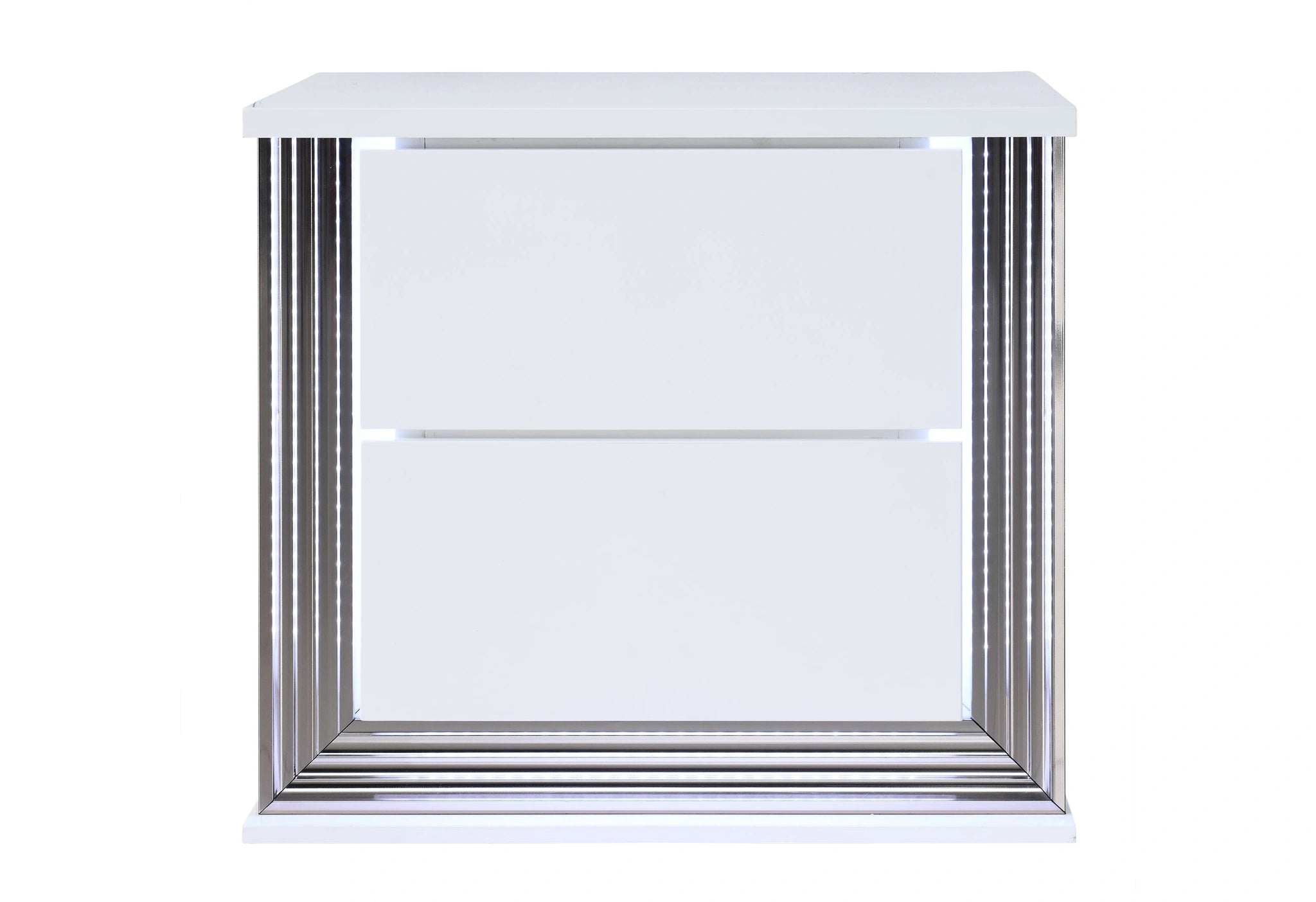 Ylime Smooth White Nightstand with LED