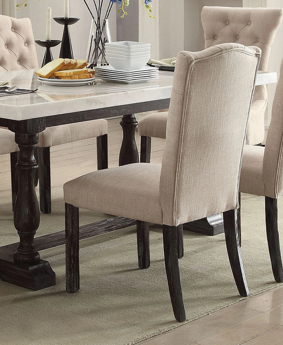 Acme Furniture Gerardo Upholstered Side Chair in Beige and Espresso (Set of 2) 60822