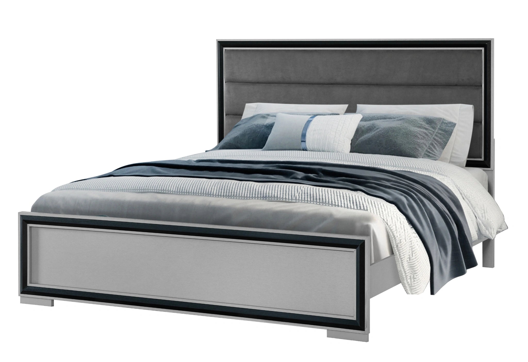 Amelia Grey Black Bed with LED