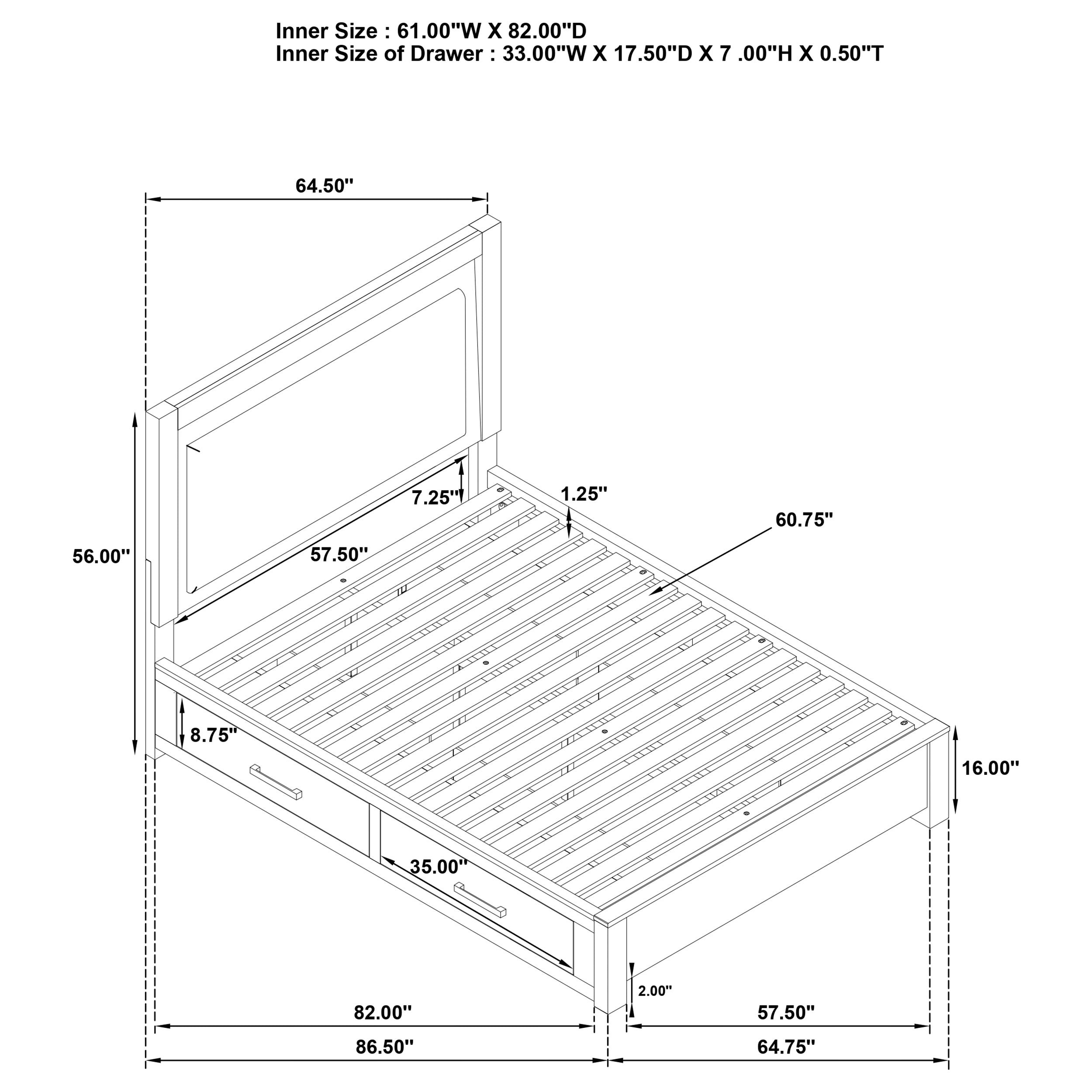 Kenora Panel Platform Storage Bed with LED Lighting