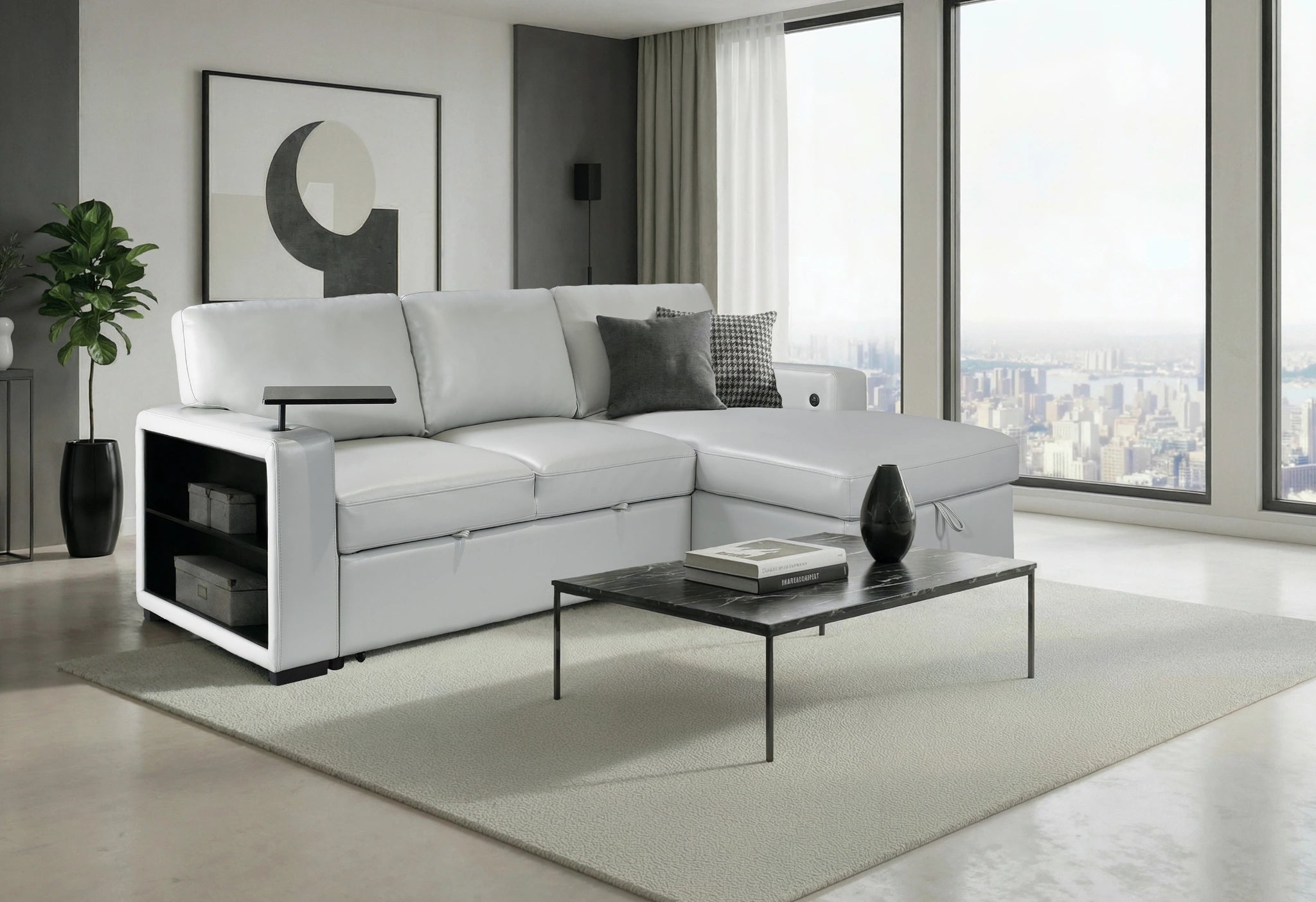 U0212 Blanche Silver Pull Out Sofa Bed
