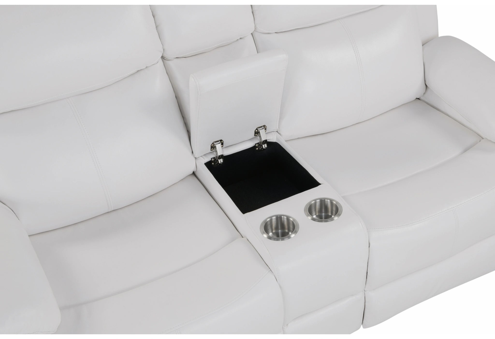 U6026 Blanche White Rec Sofa/Console Rec Loveseat with LED and Speaker