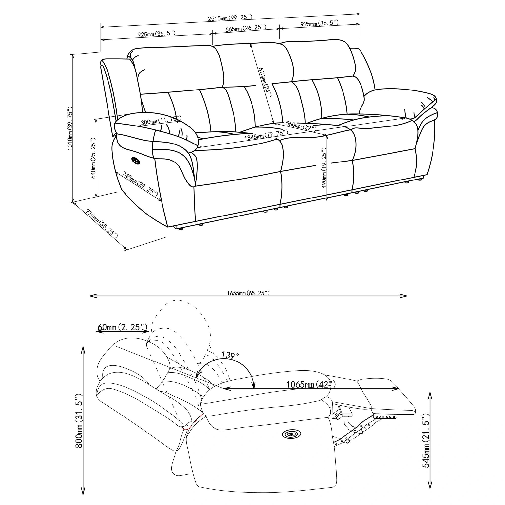 Bahrain Power Reclining Sofa