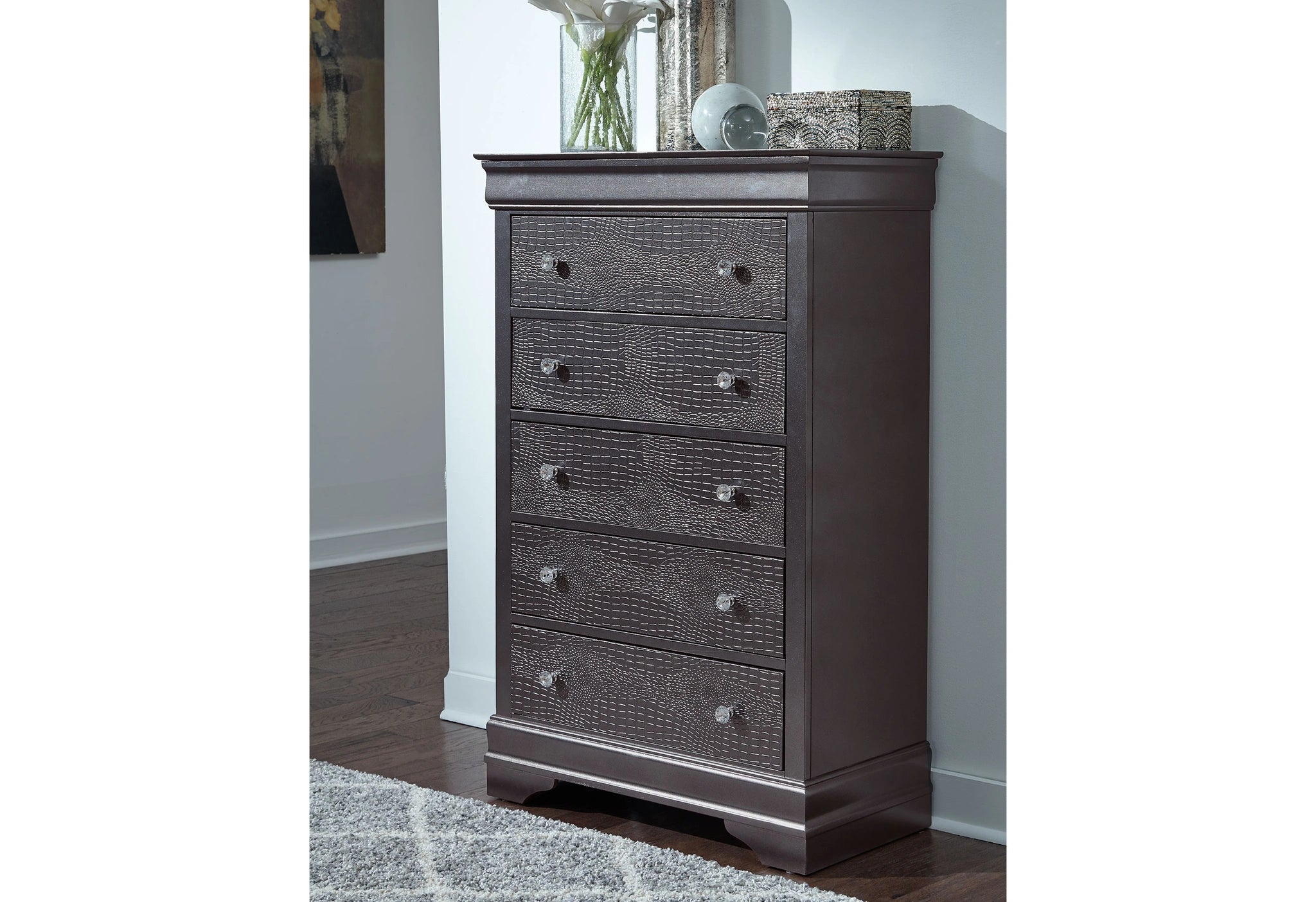 Pompei Queen Bed, Dresser, Mirror and 2 Nightstands