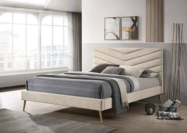 VIVAR Cal.King, E.King, Full, & Twin Bed, Beige
