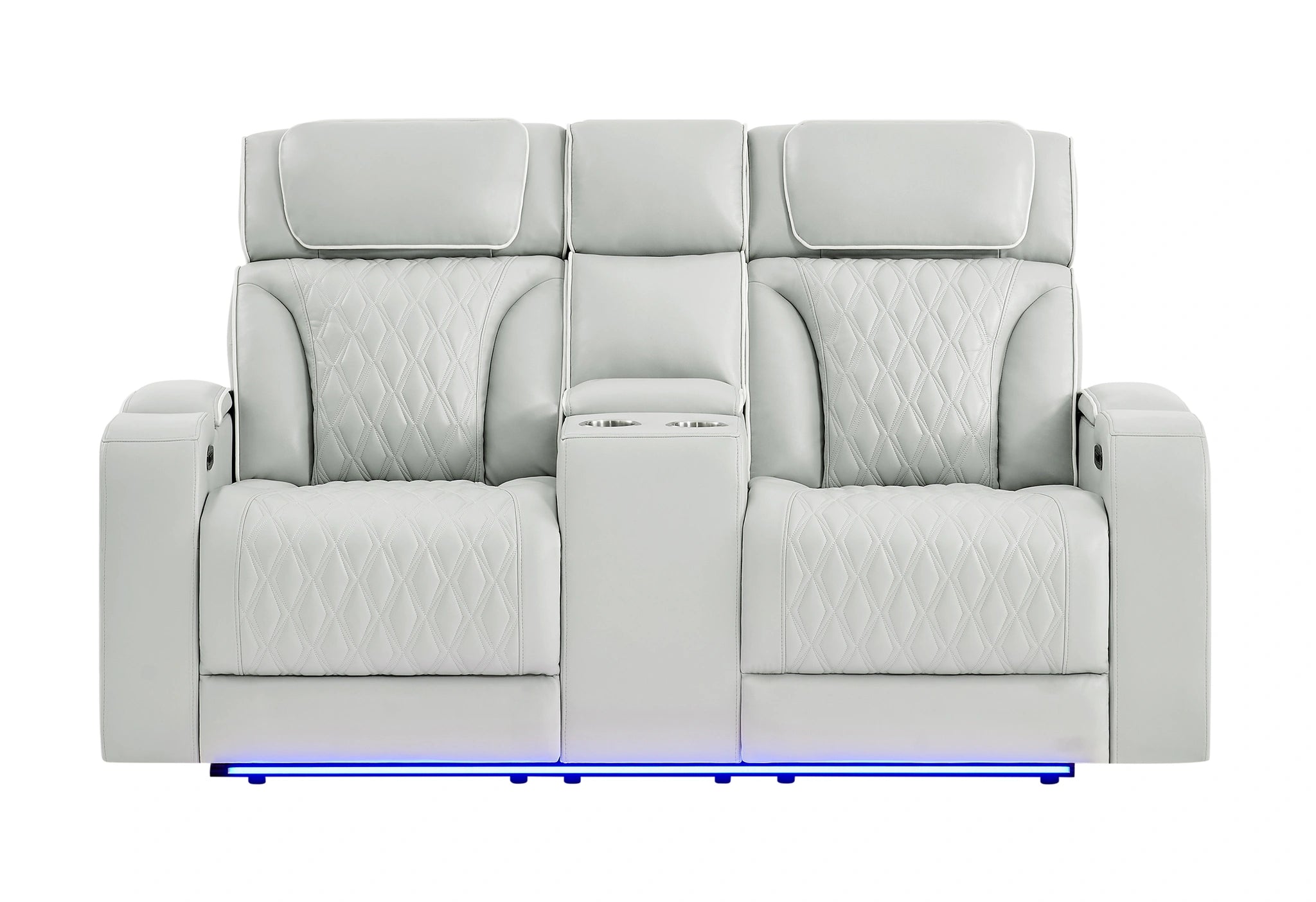 U8611 Blanche Pwr Con Rec Loveseat with PHR, LED and Speaker