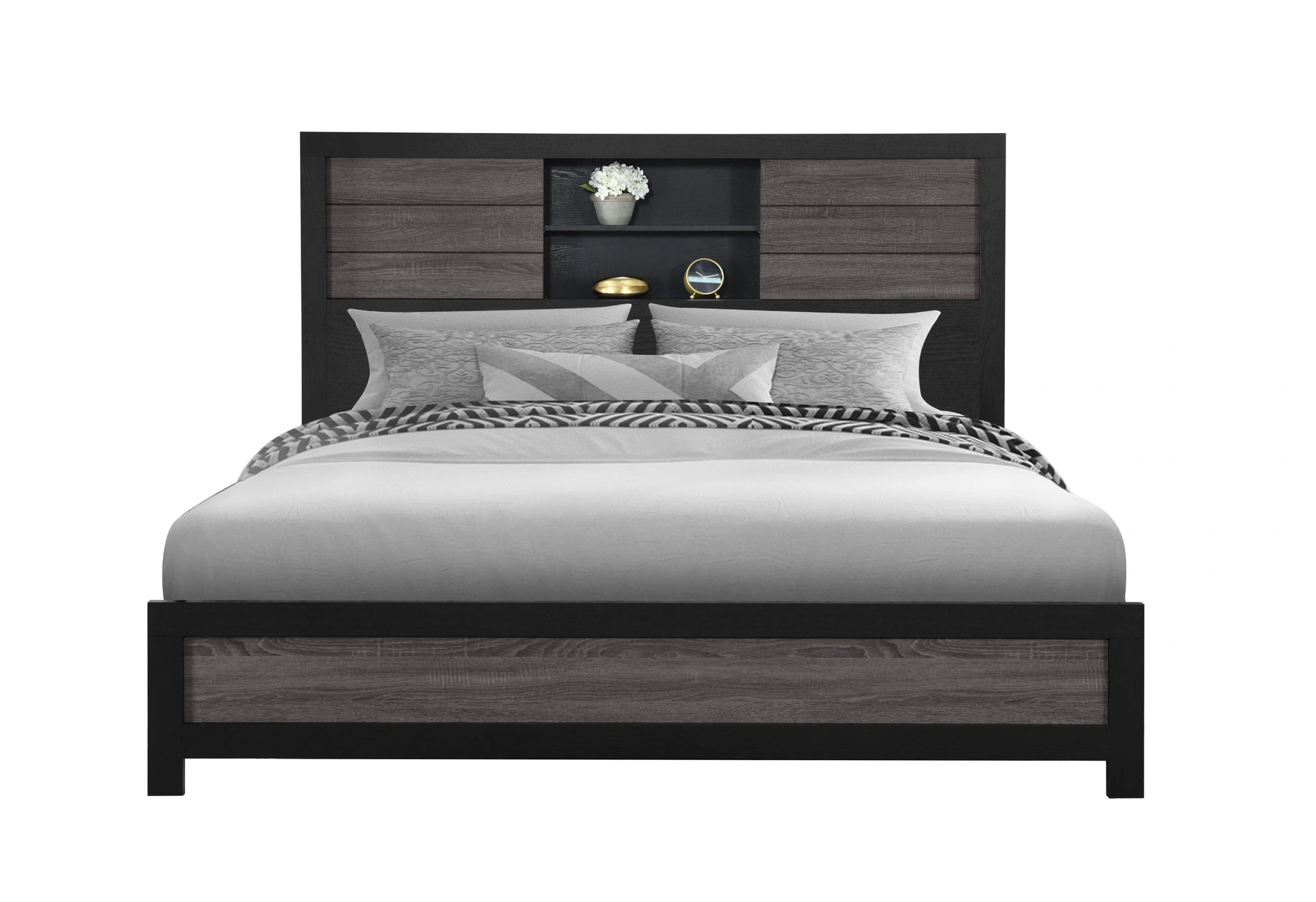 Lisbon Grey/Black Bookcase Bed