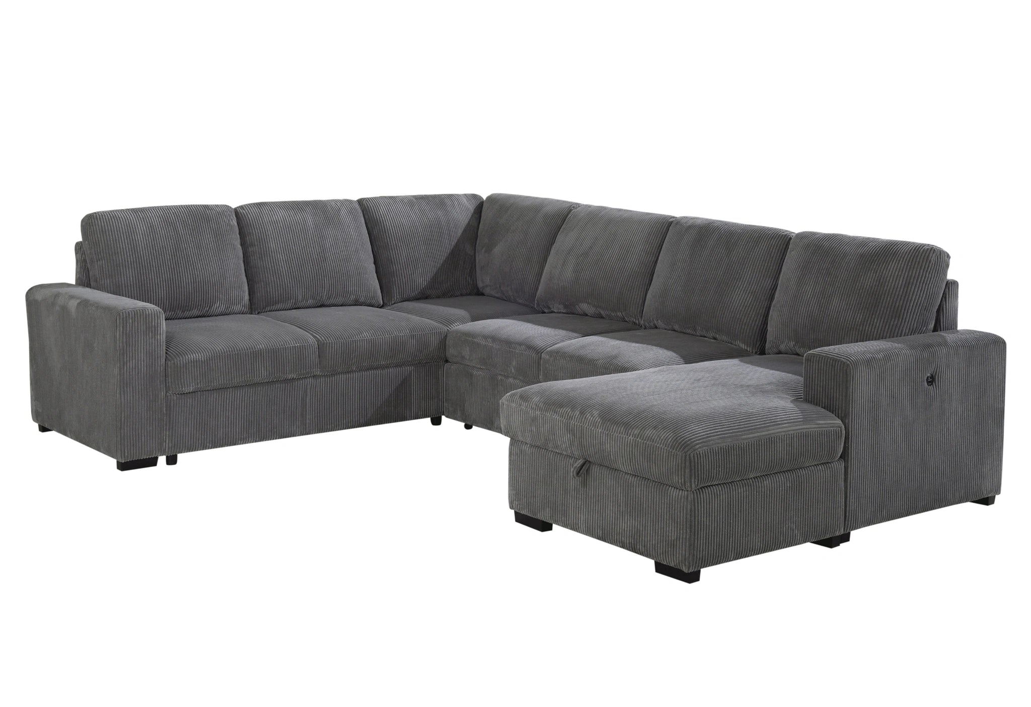 U2660 Grey Sectional W/Pull Out Sofa Bed