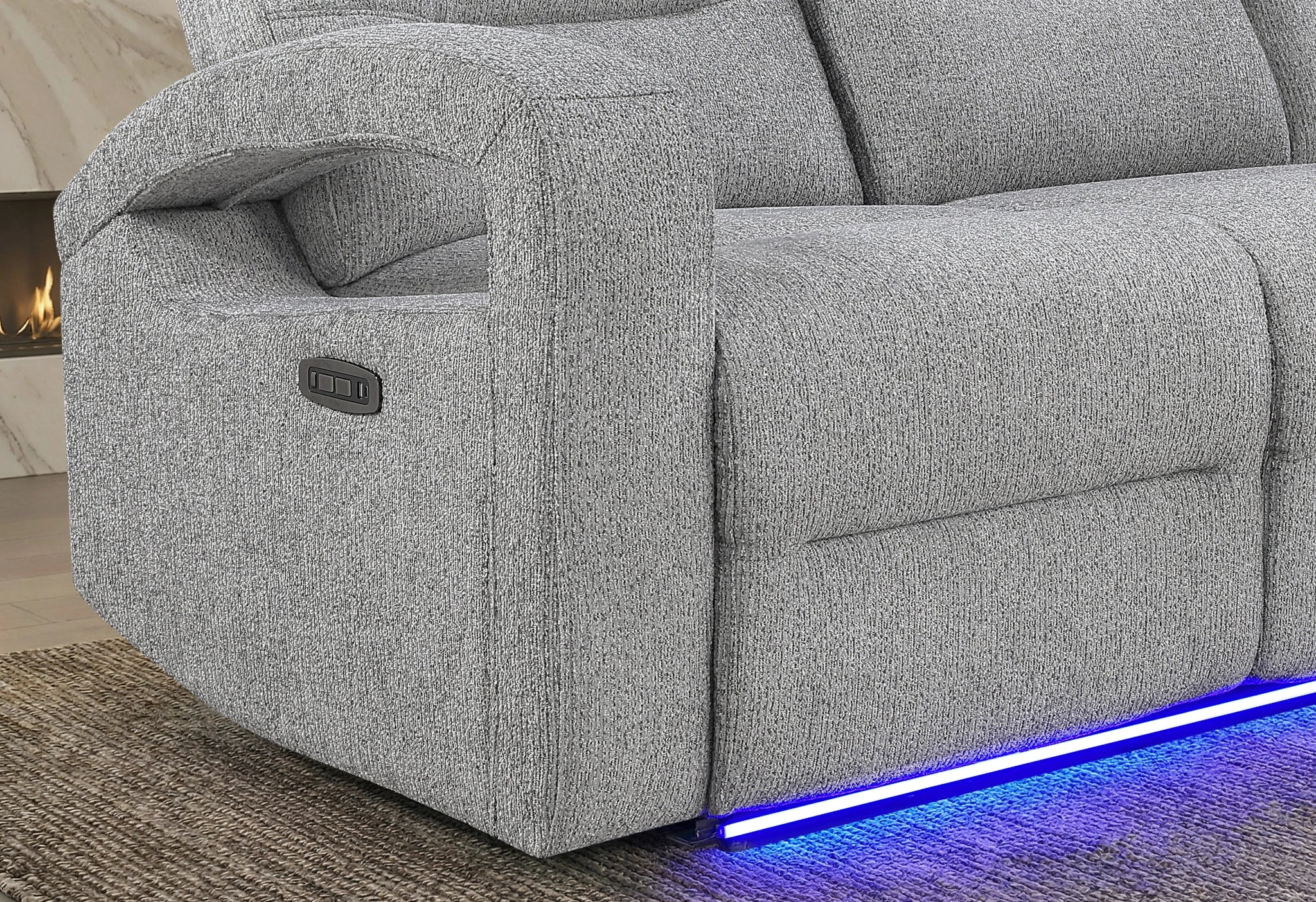 U6611 Grey 15 Power Reclining Sofa/Power Console Reclining Loveseat