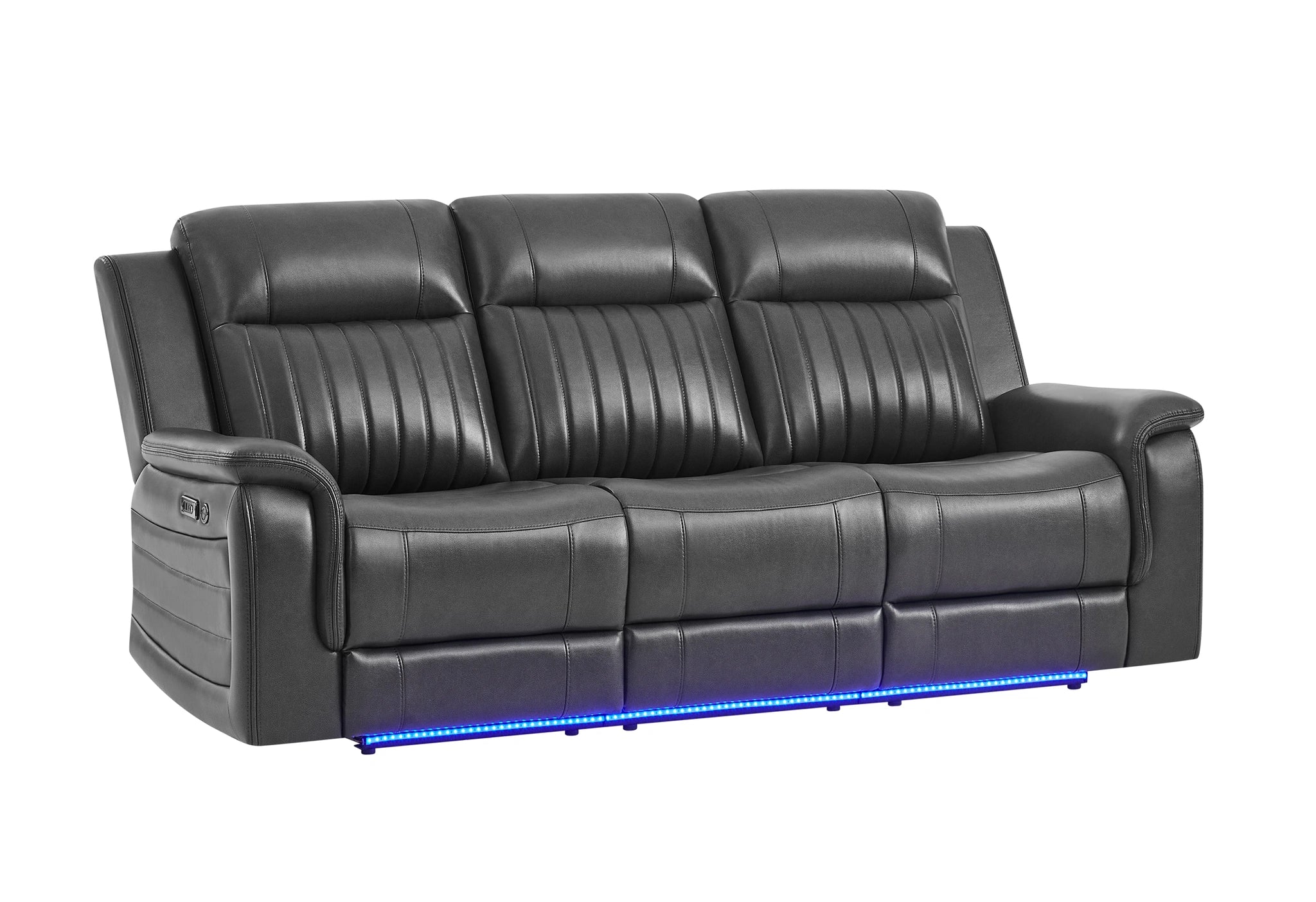 U8879 Blanche Charcoal Pwr Rec Sofa W/LED & Global Surround System