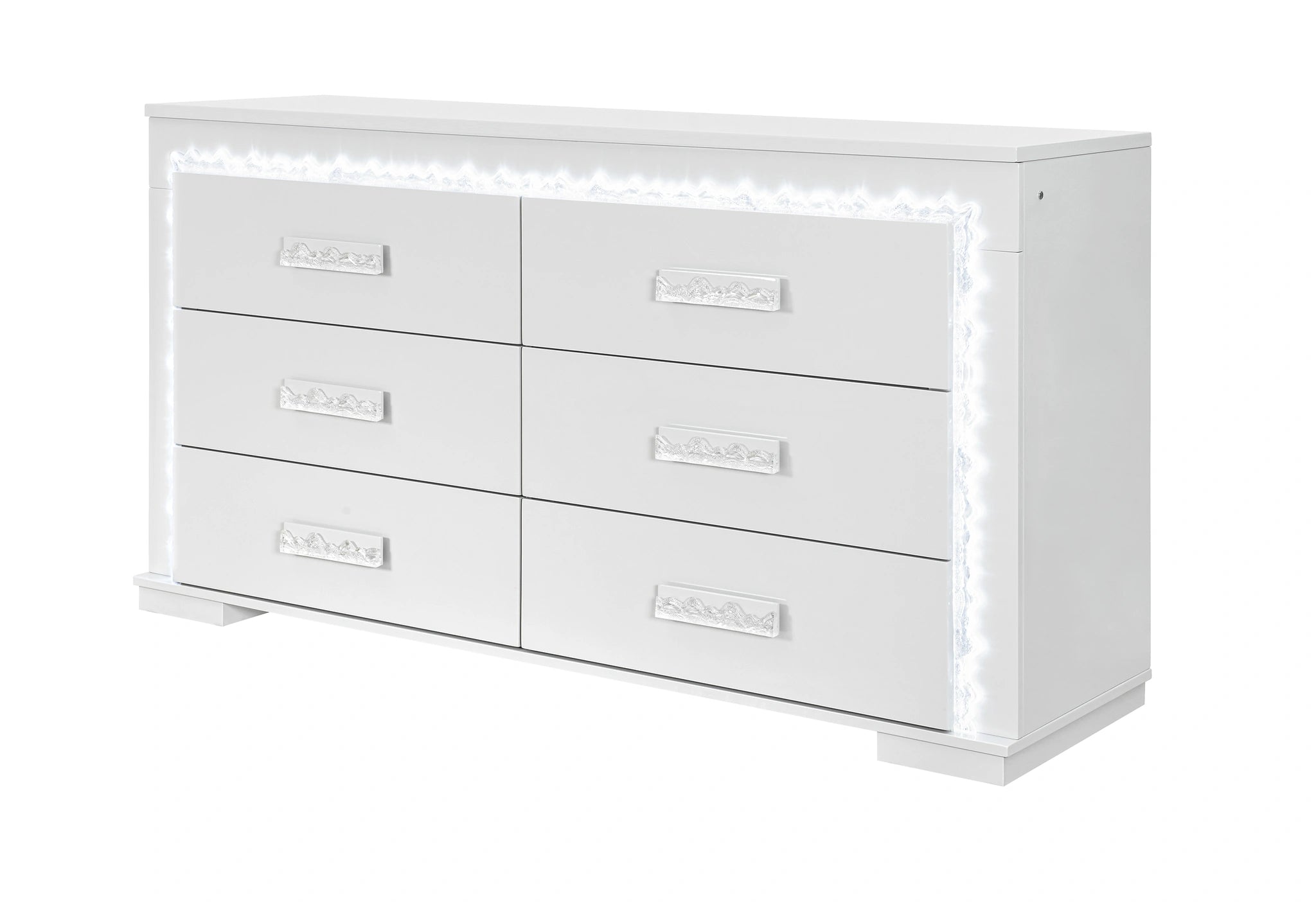Naomi Silver Marble Dresser with LED