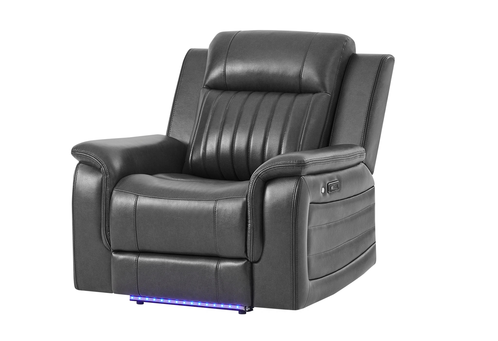 U8879 Blanche Charcoal with Black Welt Power Recliner with LED