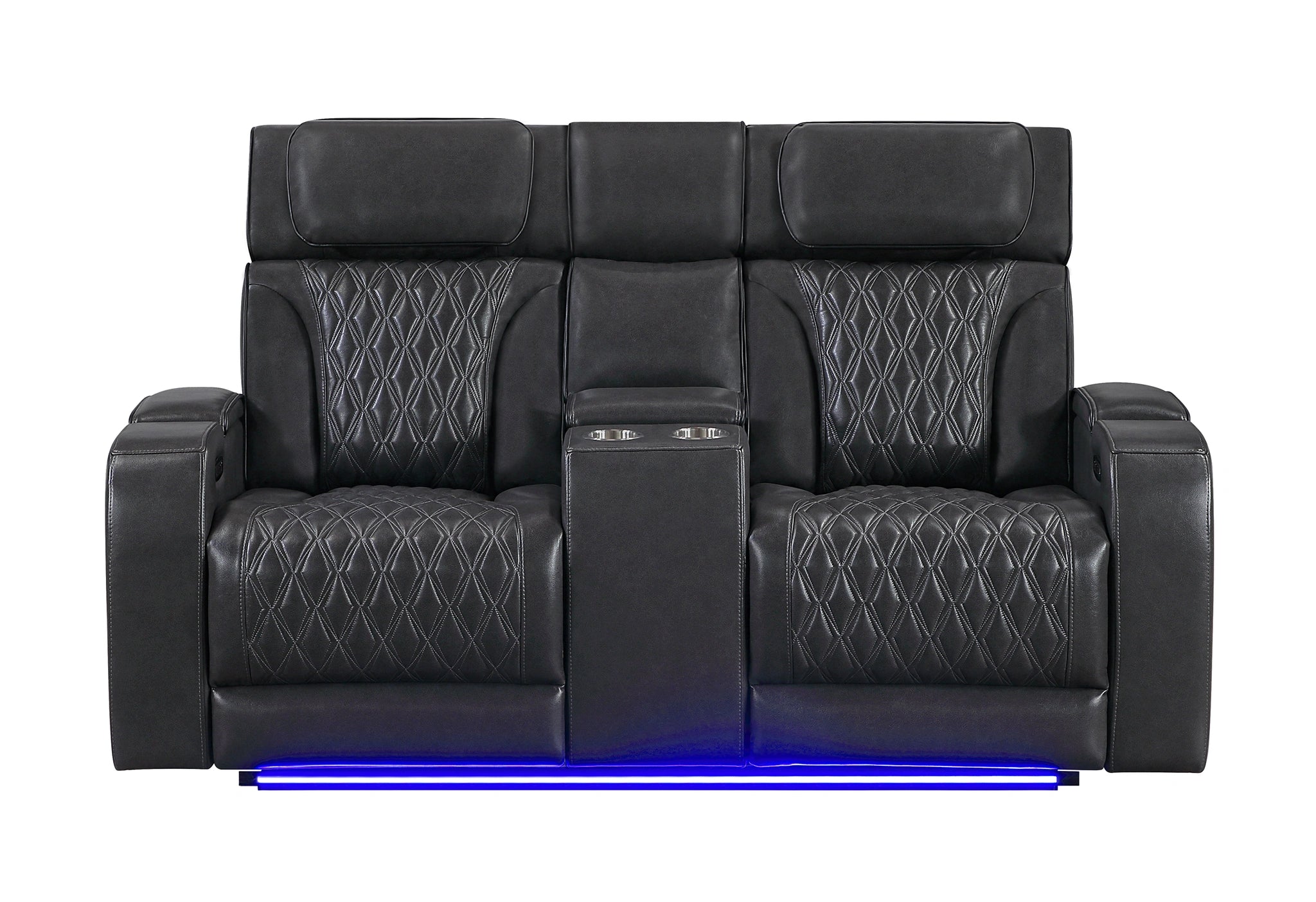 U8611 Blanche Pwr Con Rec Loveseat with PHR, LED and Speaker