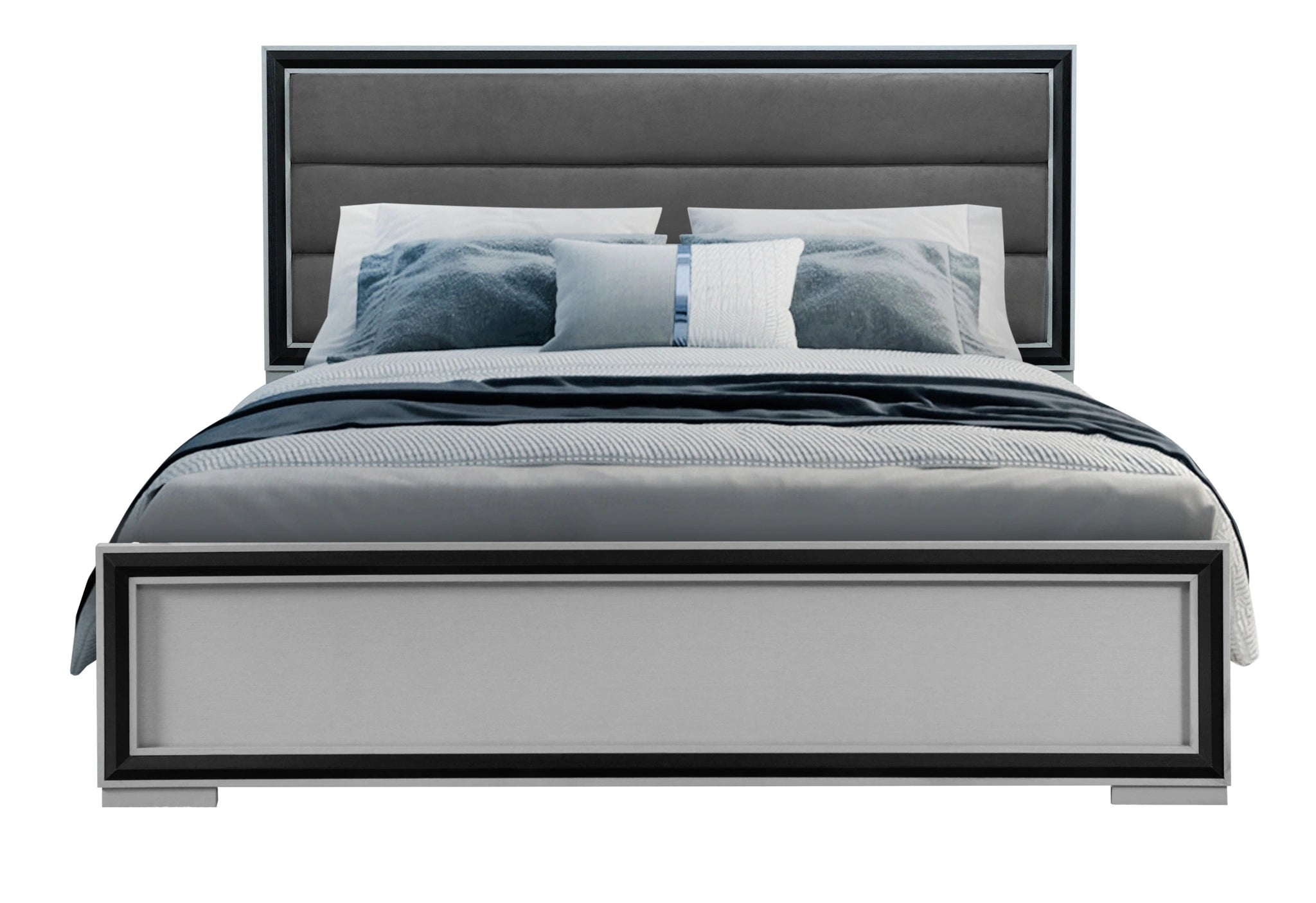 Amelia Grey/Black Bed, Dresser, Mirror and Nightstand