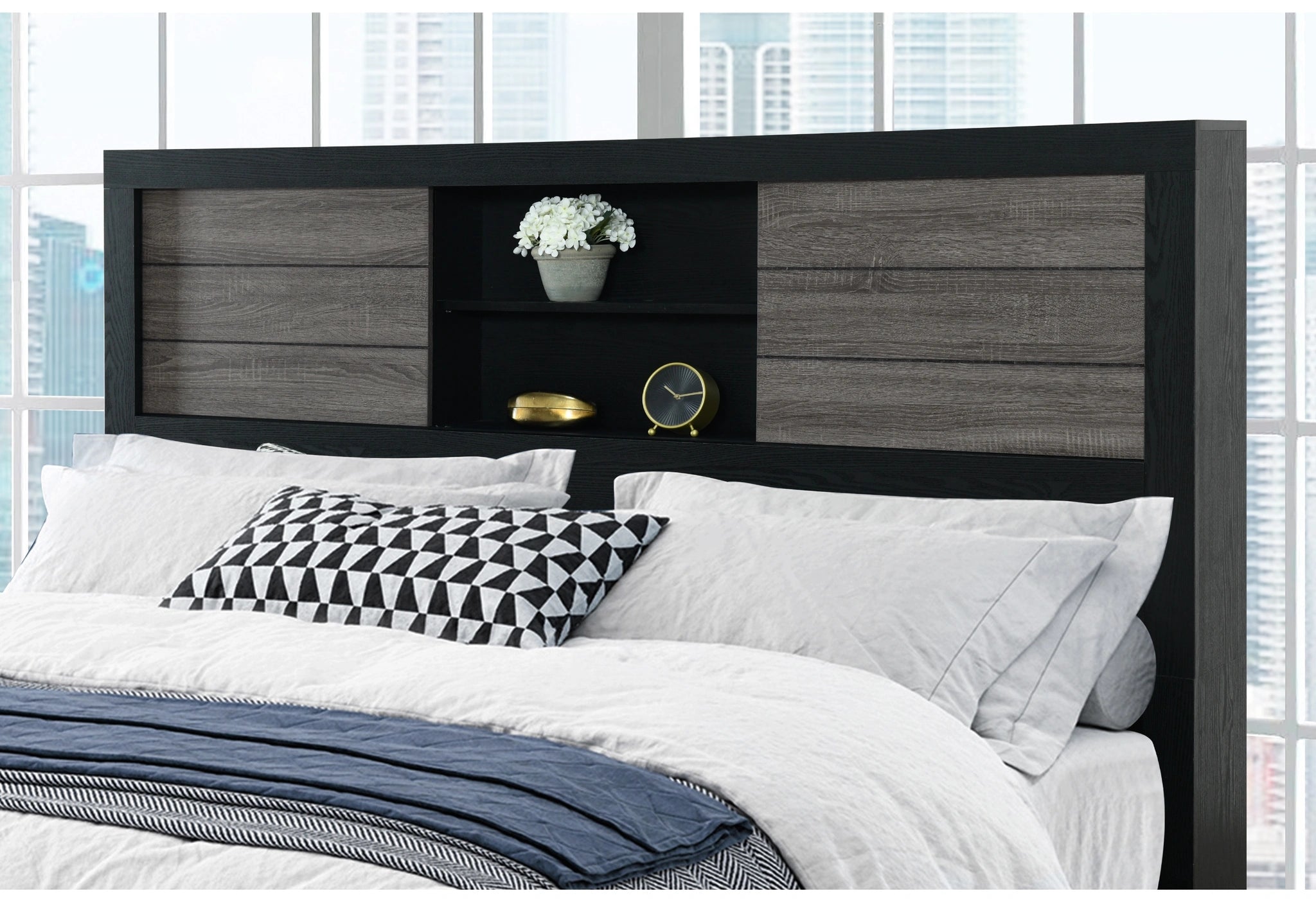 Lisbon Grey/Black Bookcase Bed