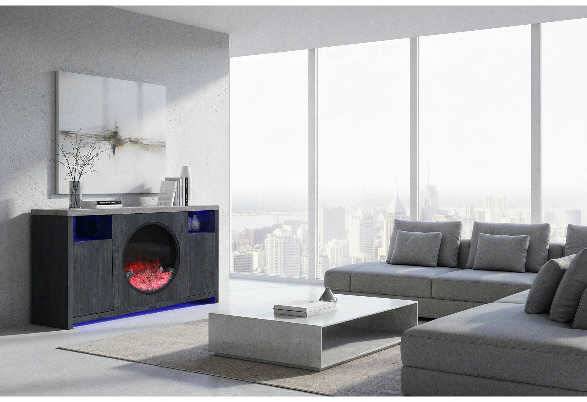 Nyla Grey 60" Entertainment Unit with Speakers and LED