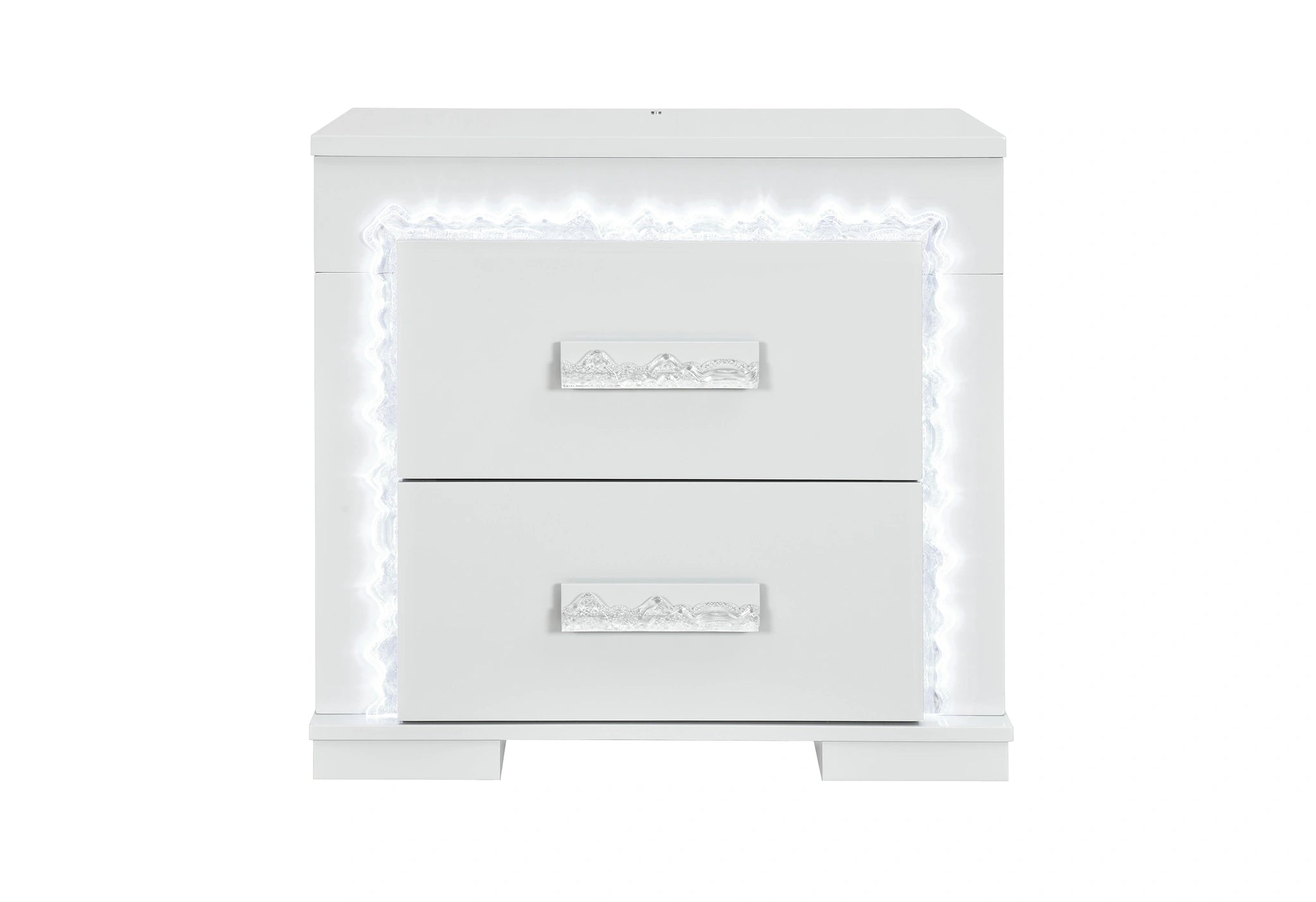 Naomi Silver Marble Nightstand with LED