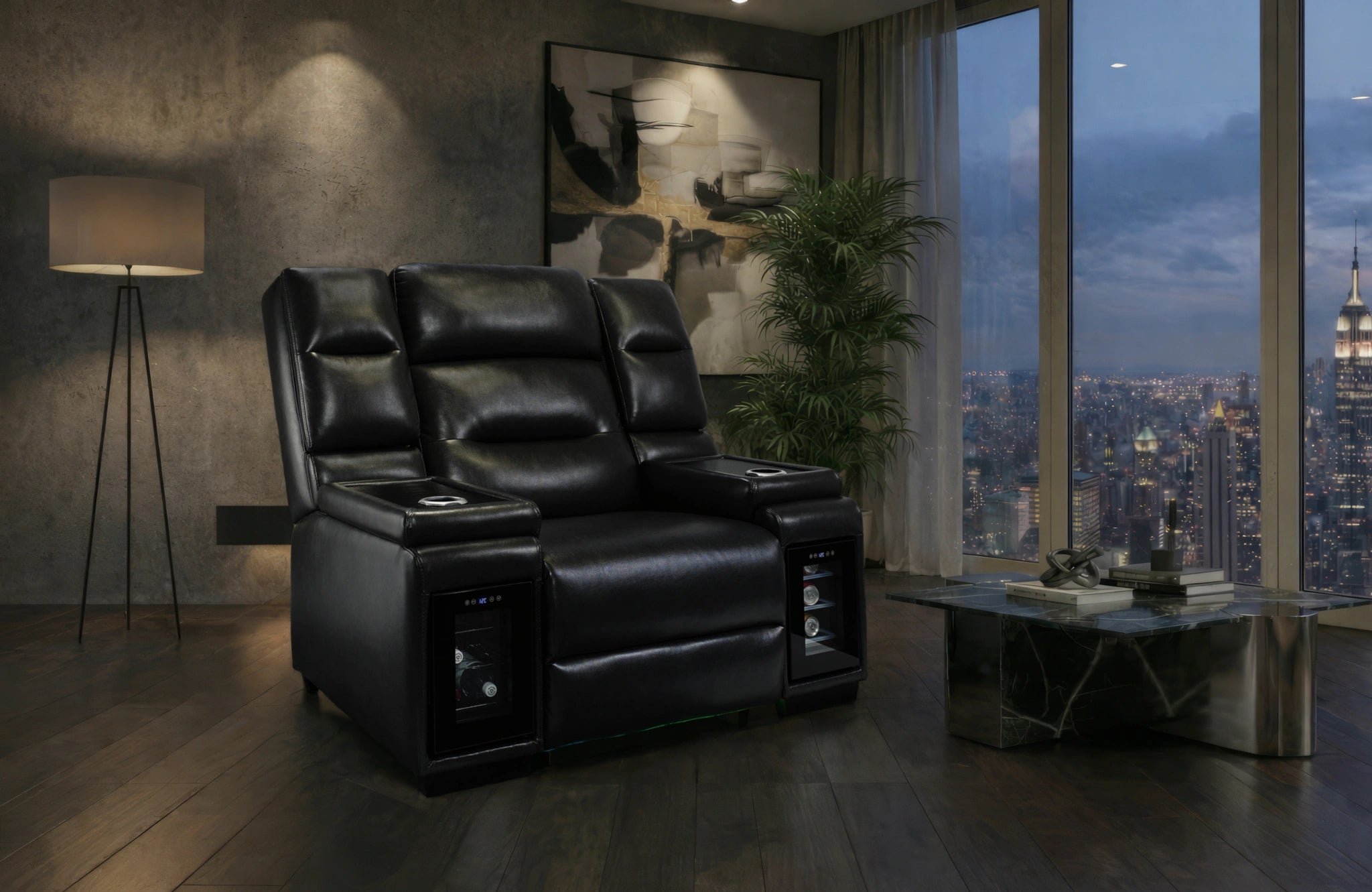 MVP Blanche Black Power Recliner with Power Headrest