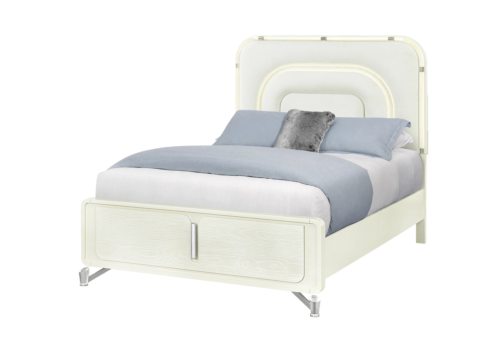 Lyra Beige Bed with LED