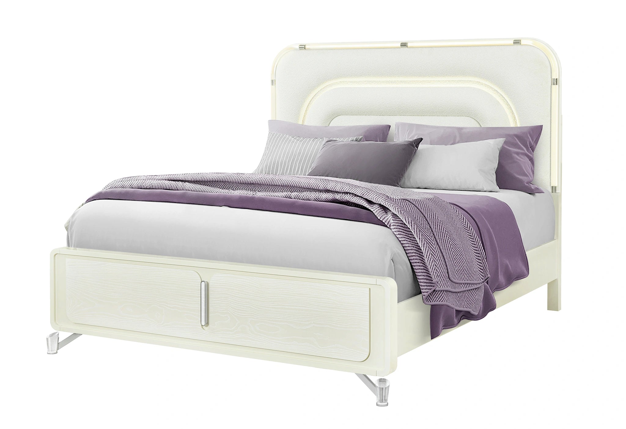 Lyra Beige Bed with LED