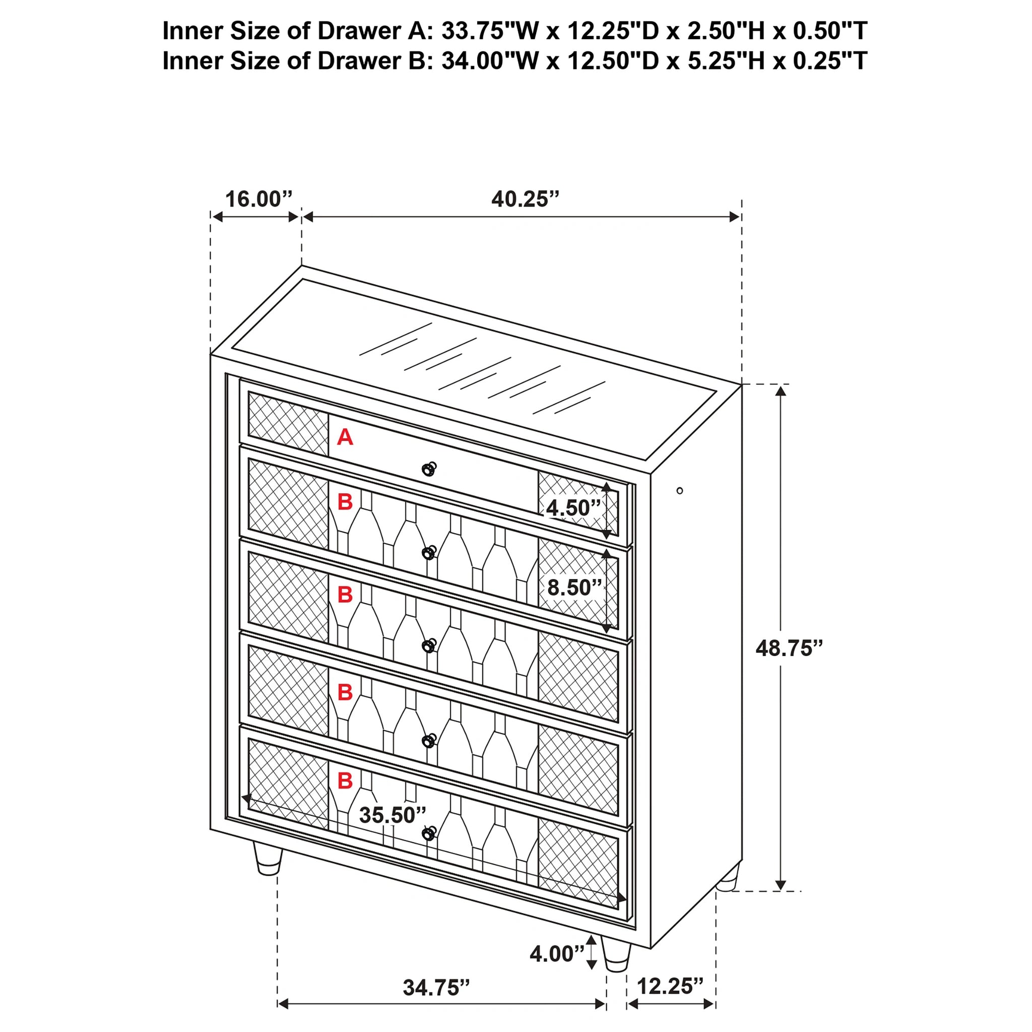 Lorient Chest of Drawers with LED Lighting