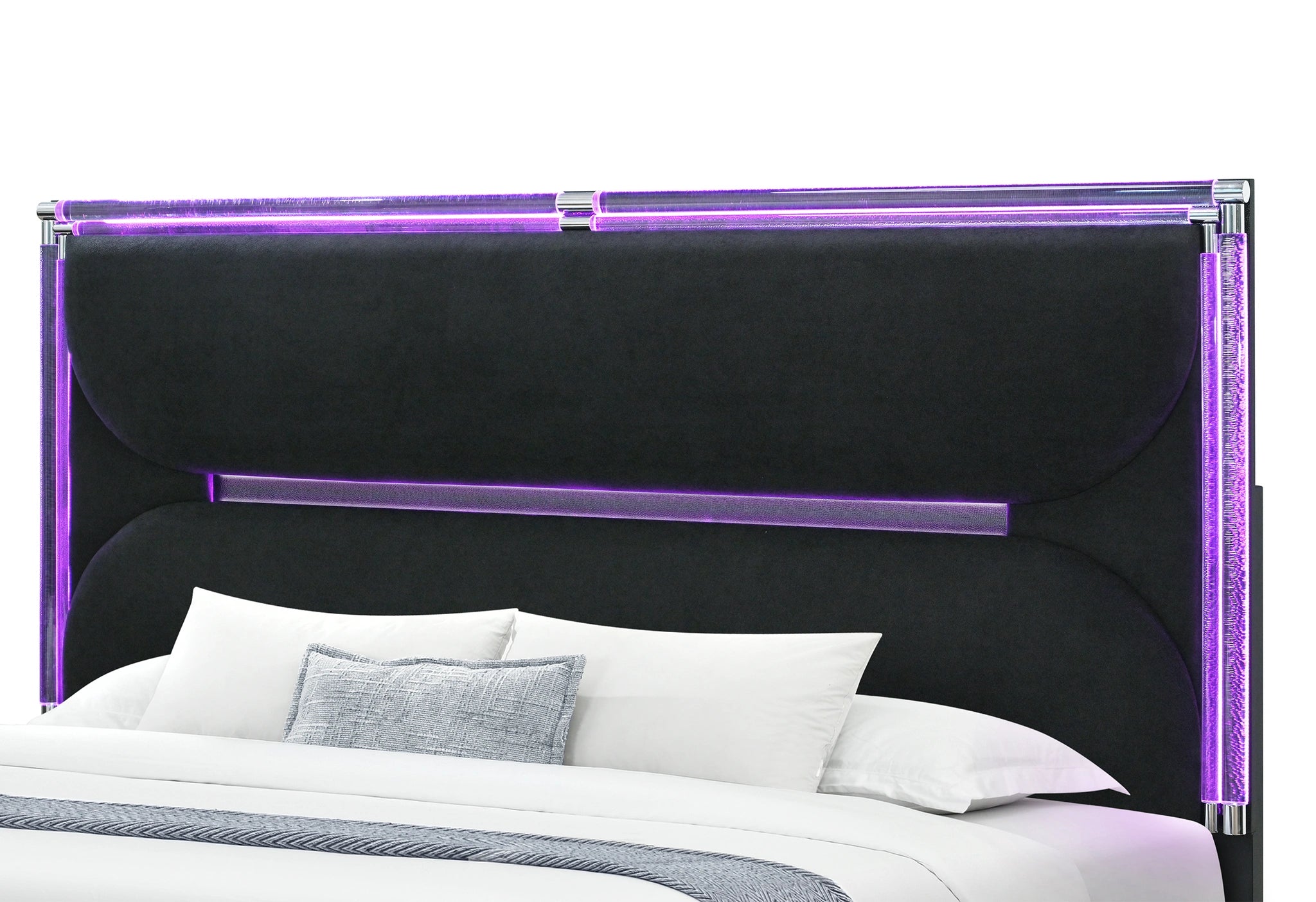 Lando Black Bed with Continuous LED