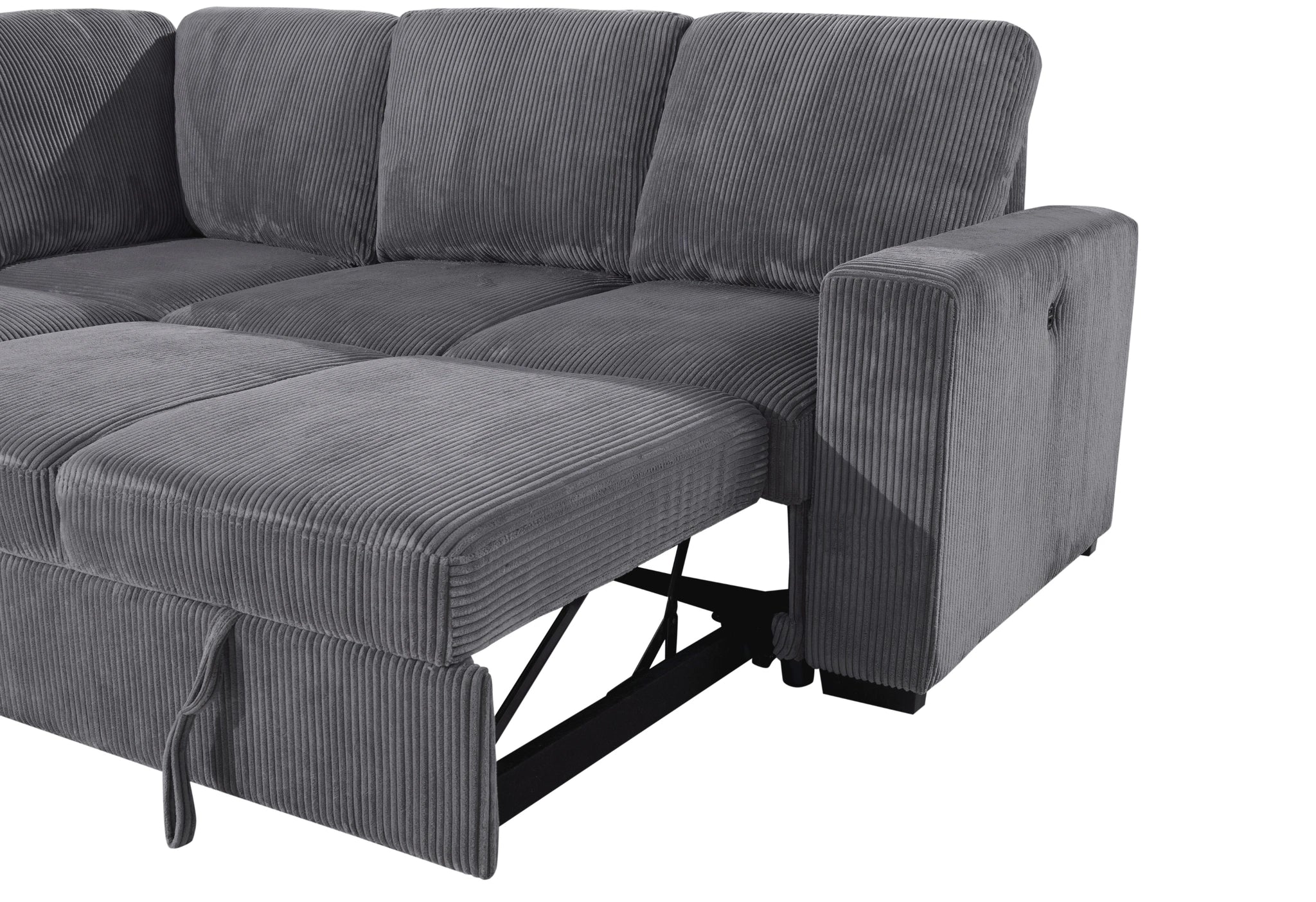 U2660 Grey Sectional W/O Chaise and W/ Pullout Sofa Bed