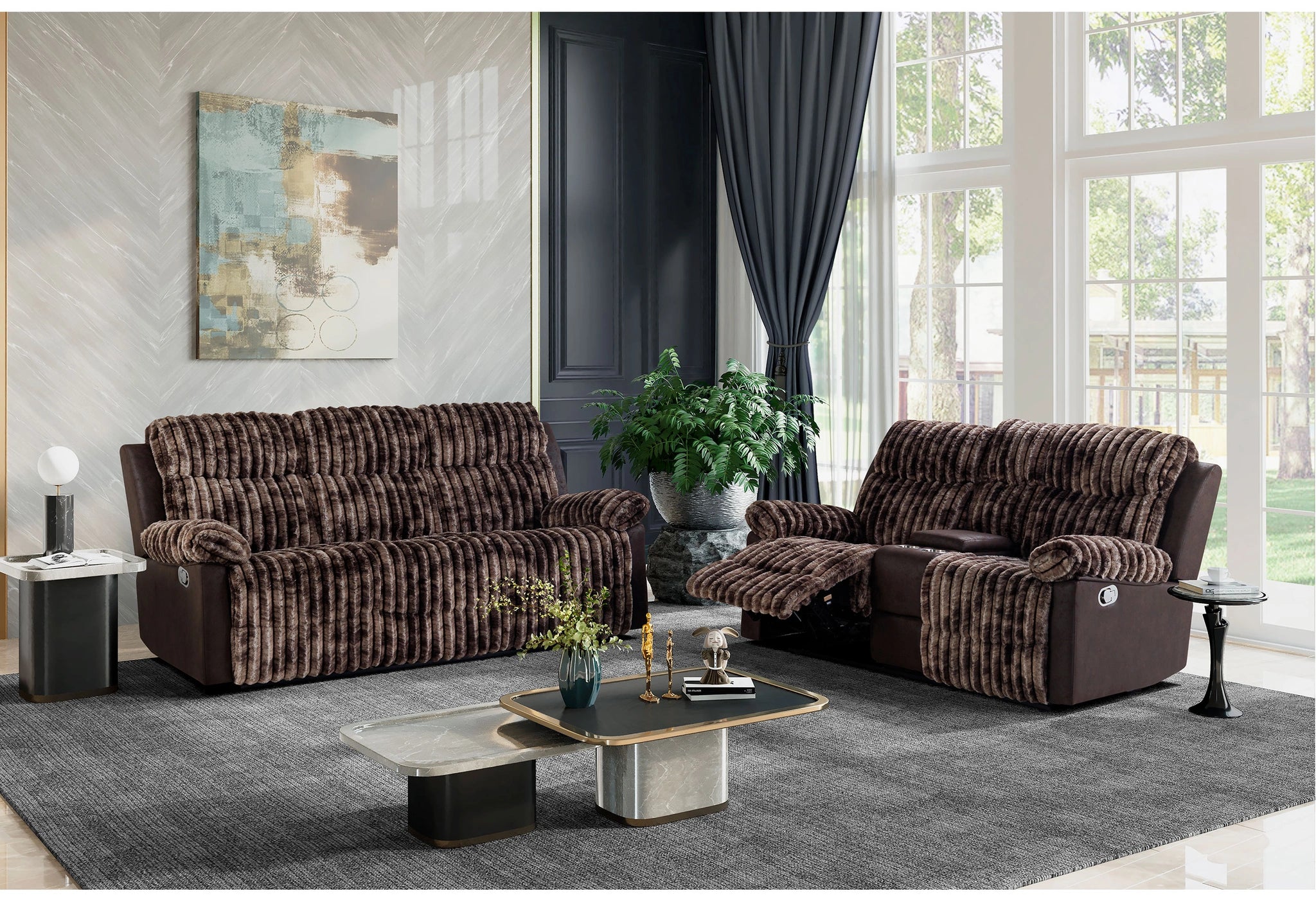 U6028 Reclining Sofa/Console Reclining Loveseat