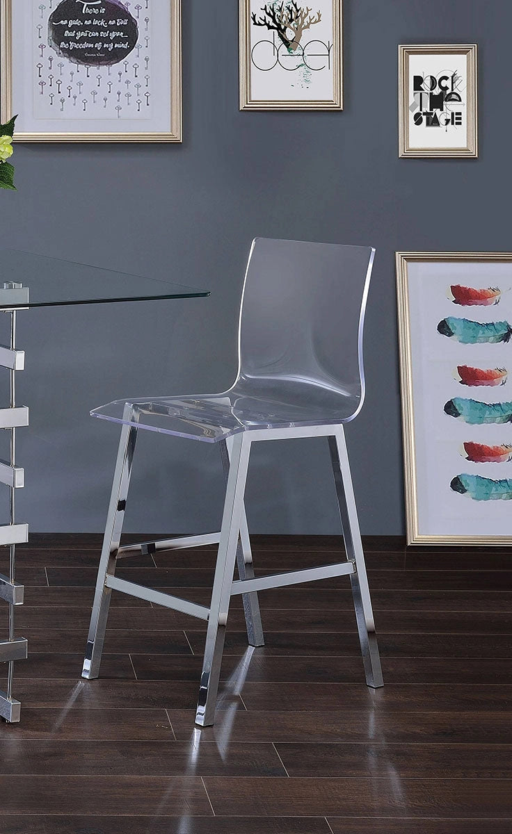 Acme Furniture Nadie Counter Height Chair in Chrome (Set of 2) 72592