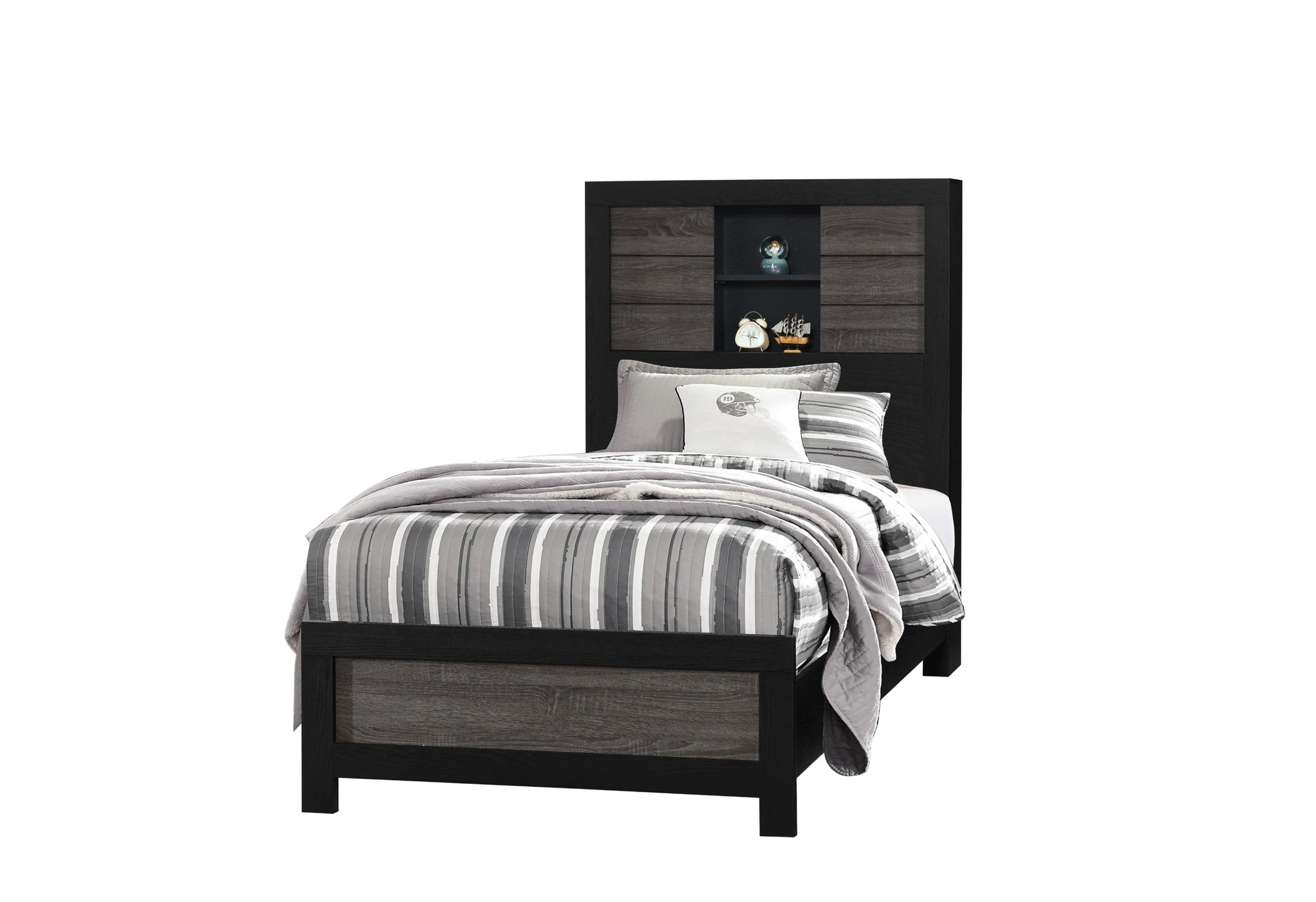 Lisbon Grey/Black Bookcase Bed