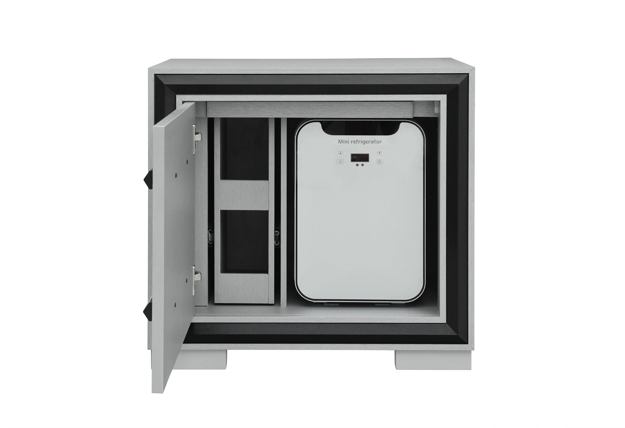 Amelia Grey/Black Nightstand with Cooler and Speaker