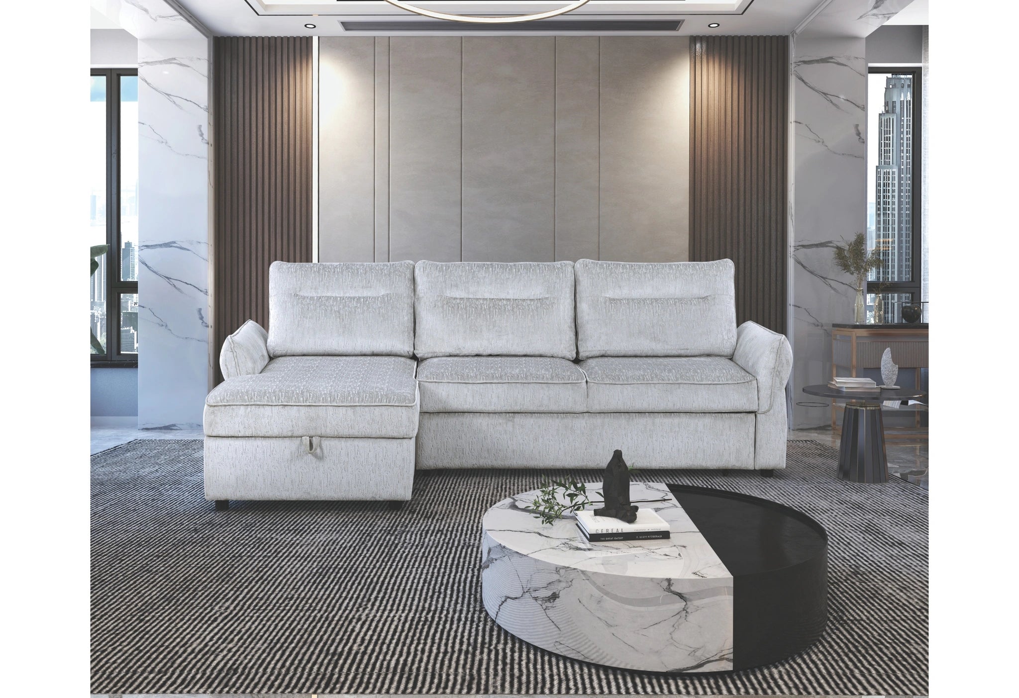 U0301 Grey Pull Out Sofa Bed
