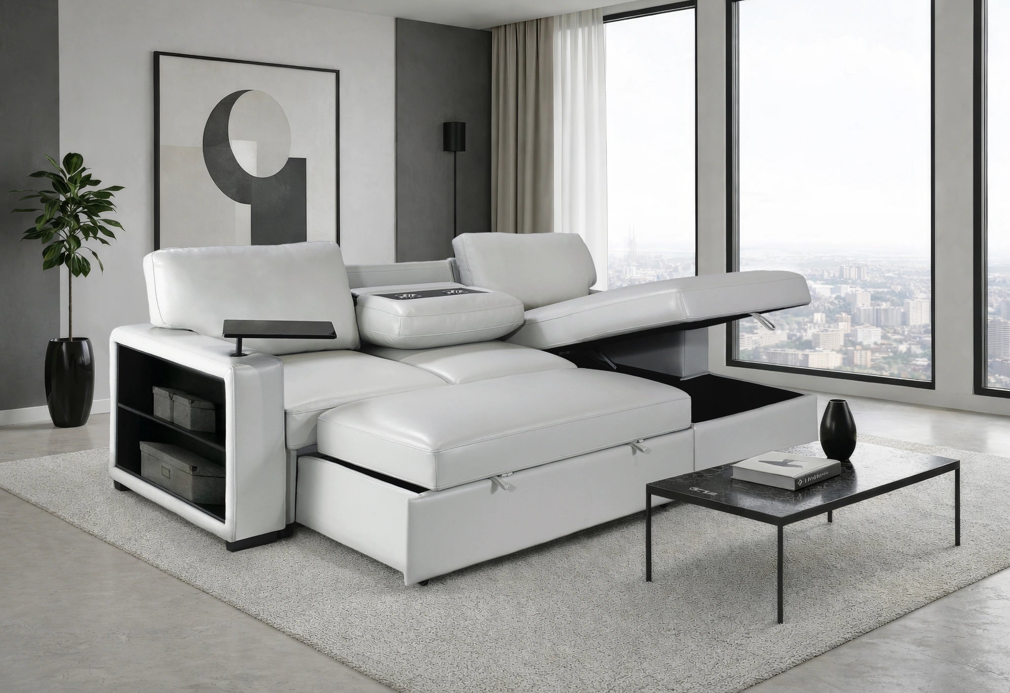U0212 Blanche Silver Pull Out Sofa Bed