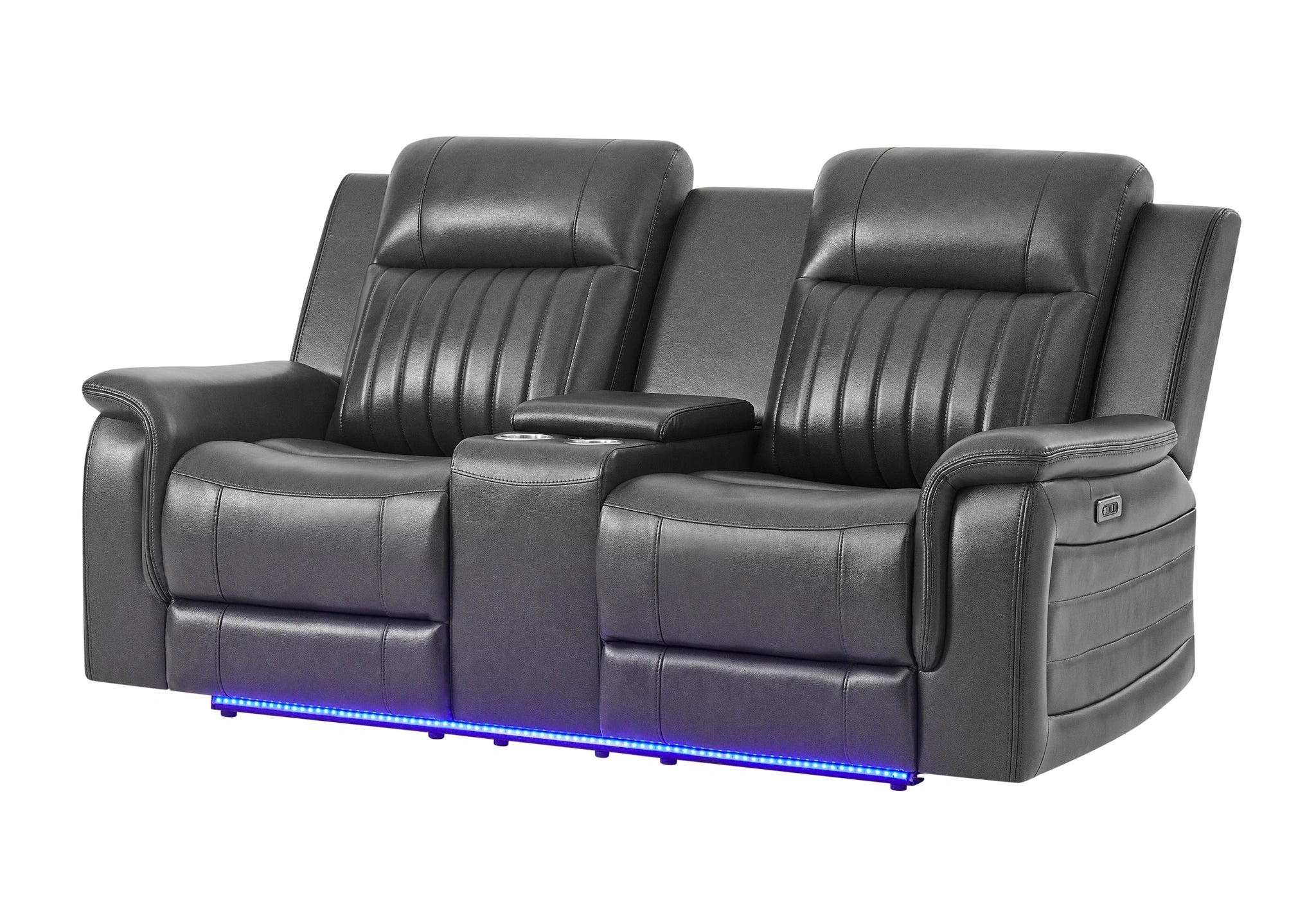 U8879 Blanche Charcoal Pwr Con Rec Ls W/LED, Global Ss & Subwoofer