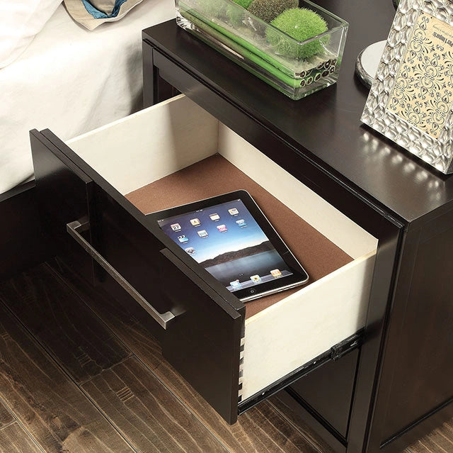 Berenice Espresso Night Stand White, Gray, & Espresso