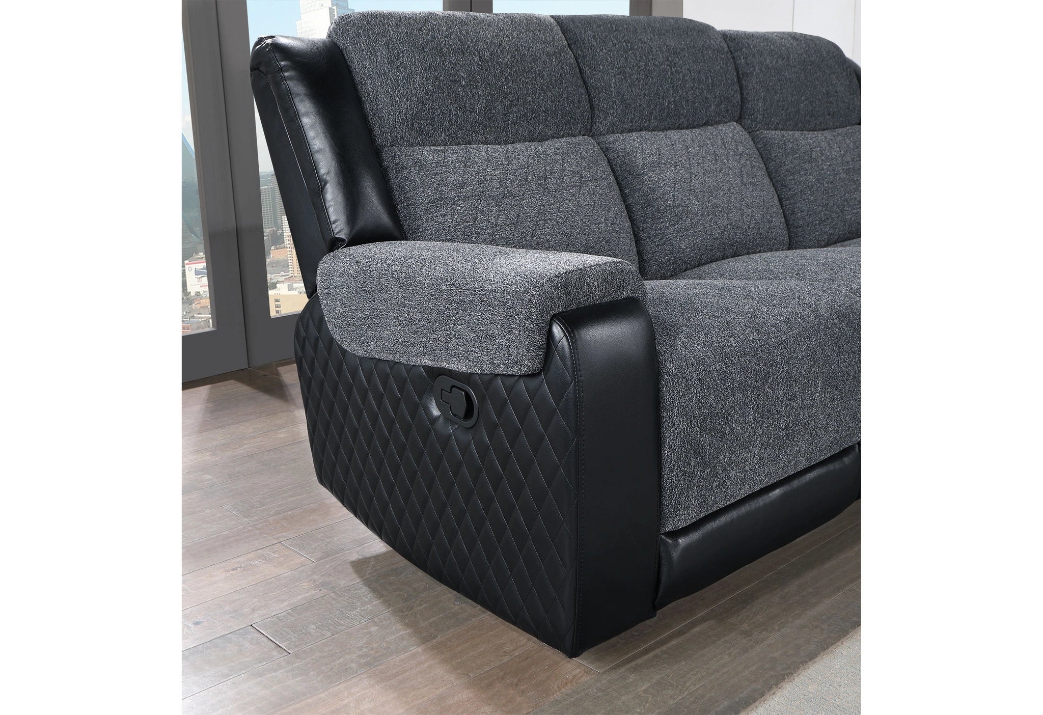 U5914 Grey/Black Console Reclining Loveseat