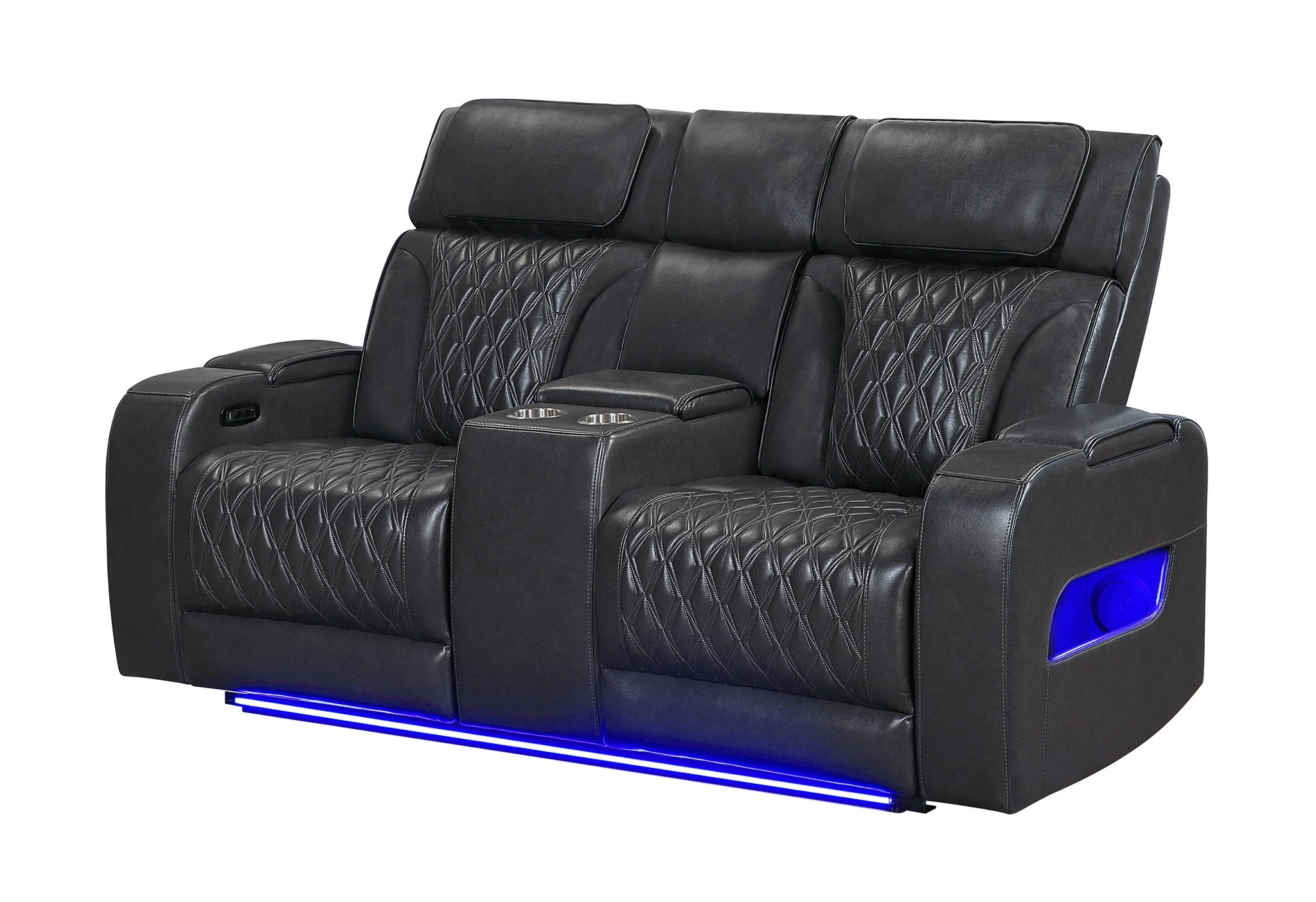 U8611 Blanche Pwr Con Rec Loveseat with PHR, LED and Speaker