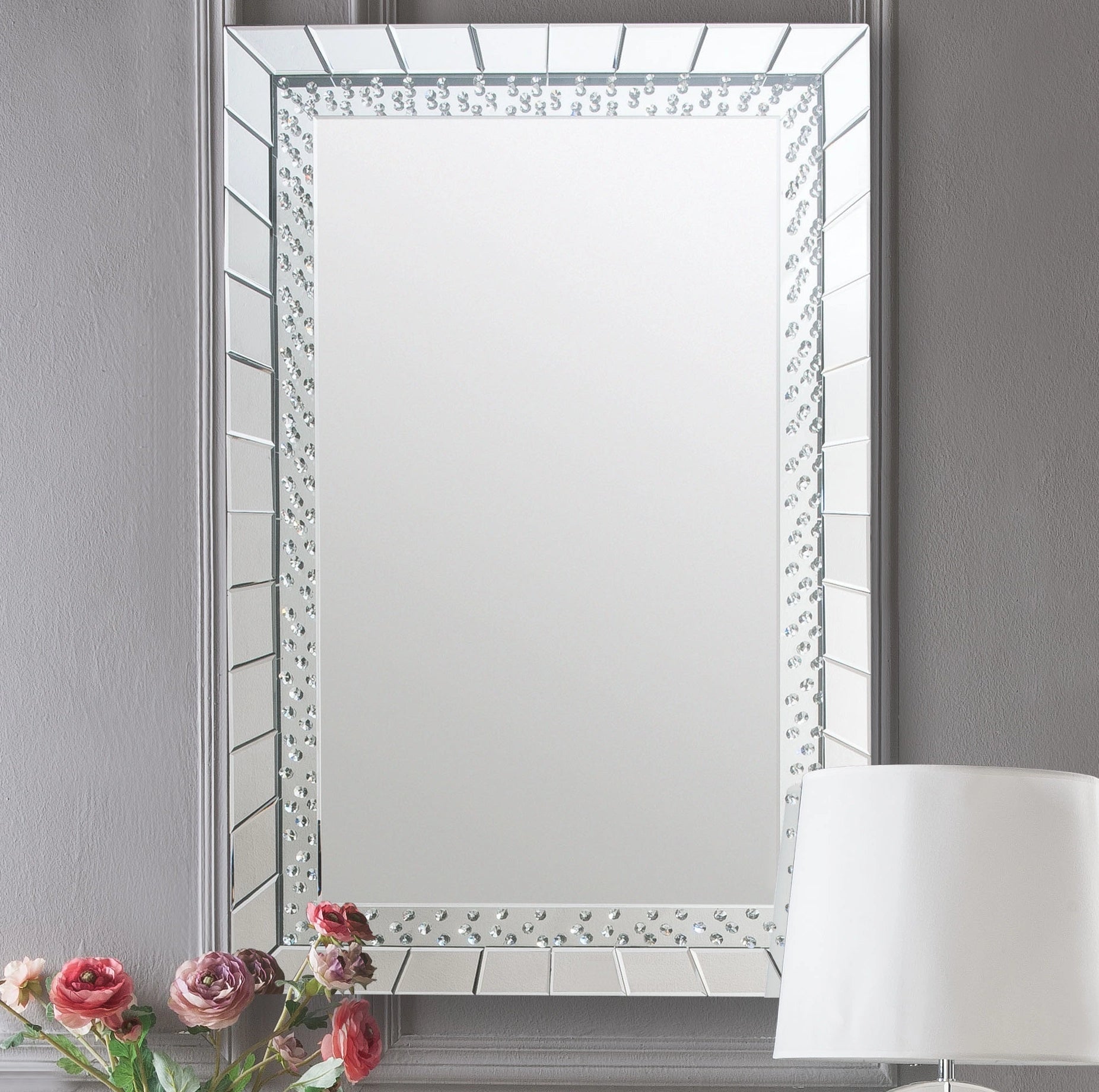 Nysa Mirrored & Faux Crystals Console Table