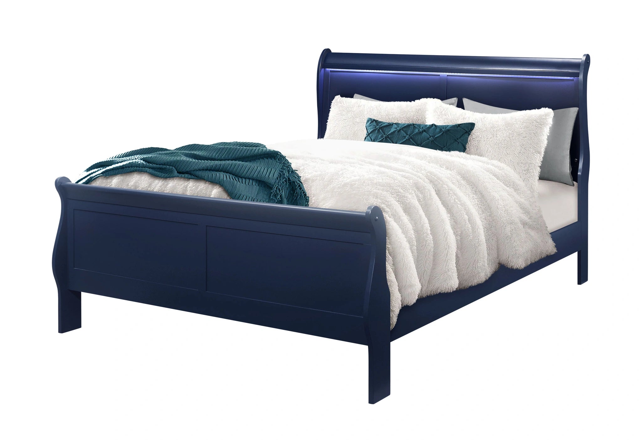 Charlie Blue Queen Bed, Dresser, Mirror and 2 Nightstands